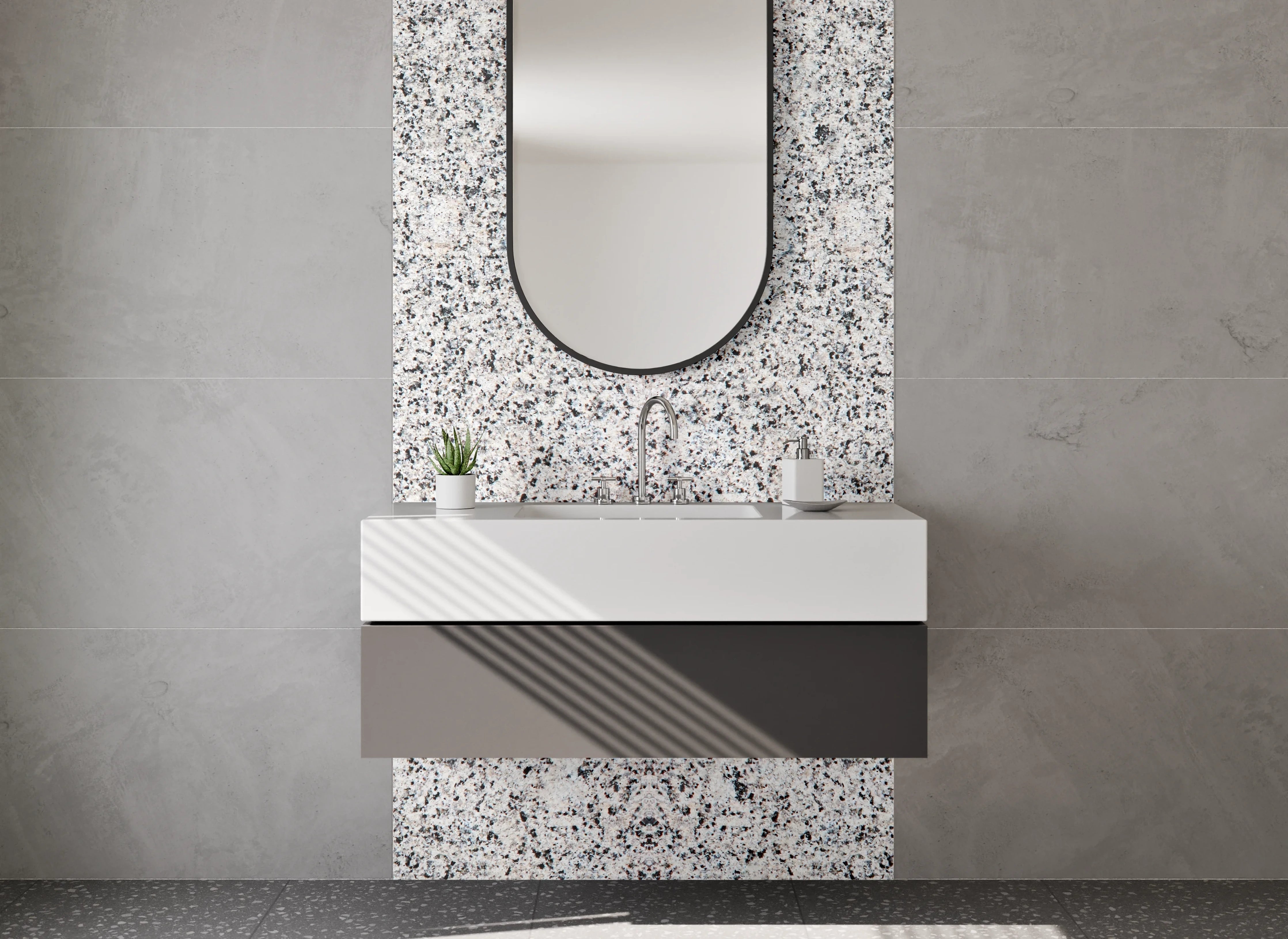 Waschbecken-Rückwand - Weiße Granit-Optik für Küchenrückwand