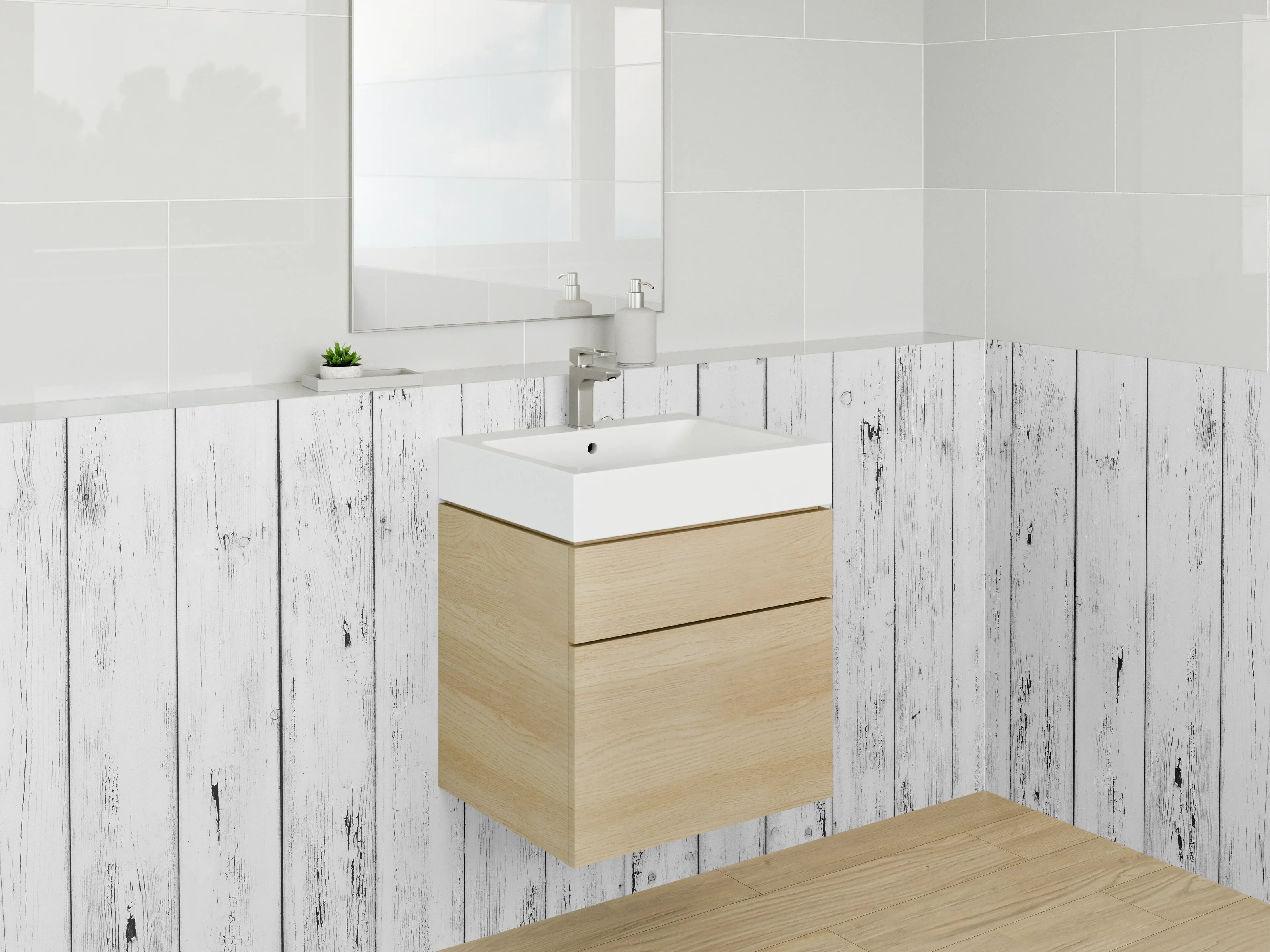Waschbecken-Rückwand - Weiße Holzvertäfelung mit nostalgischem Charme