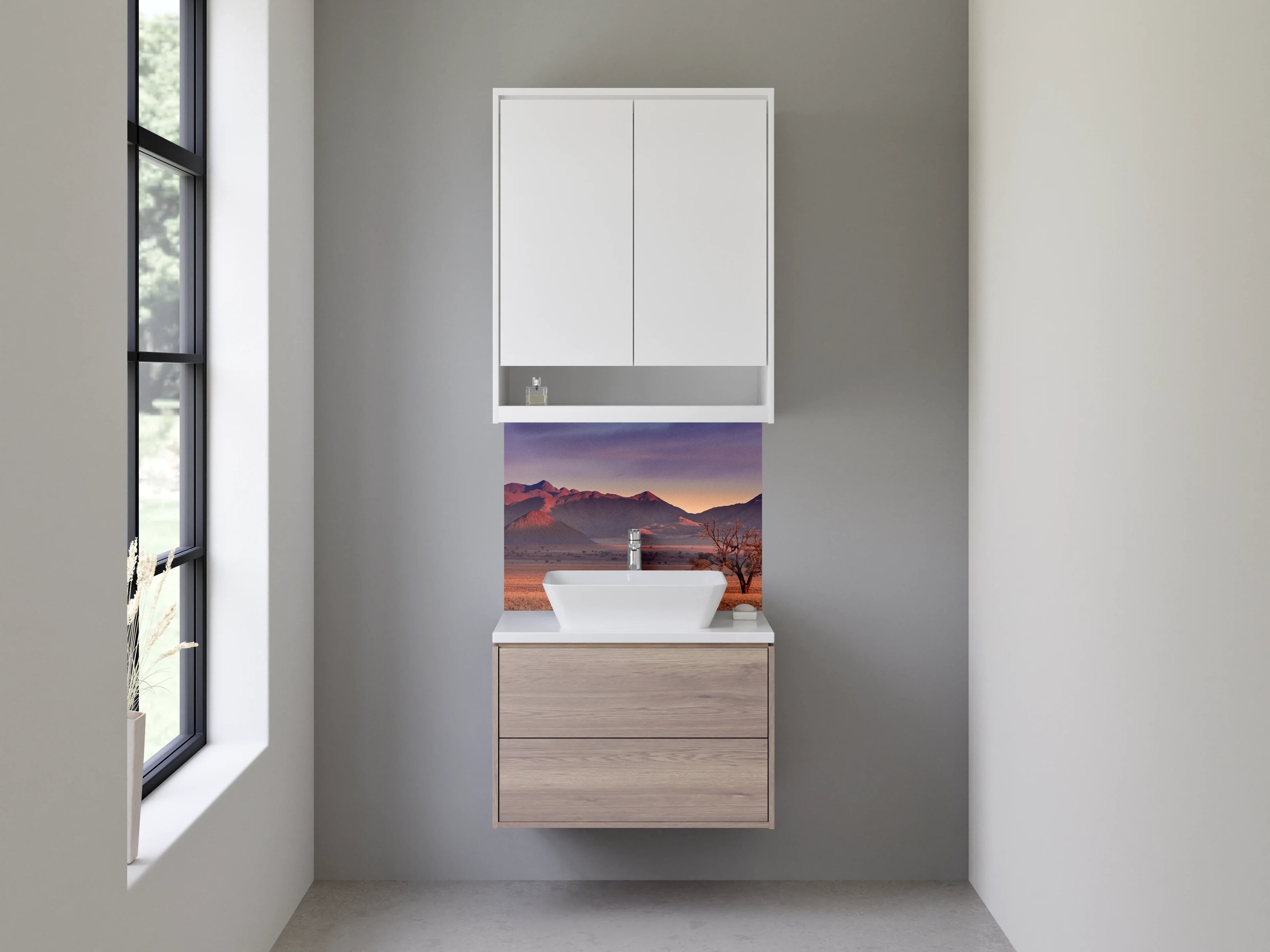 Waschbecken-Rückwand - Weiße Küchenrückwand mit stilvollem Design