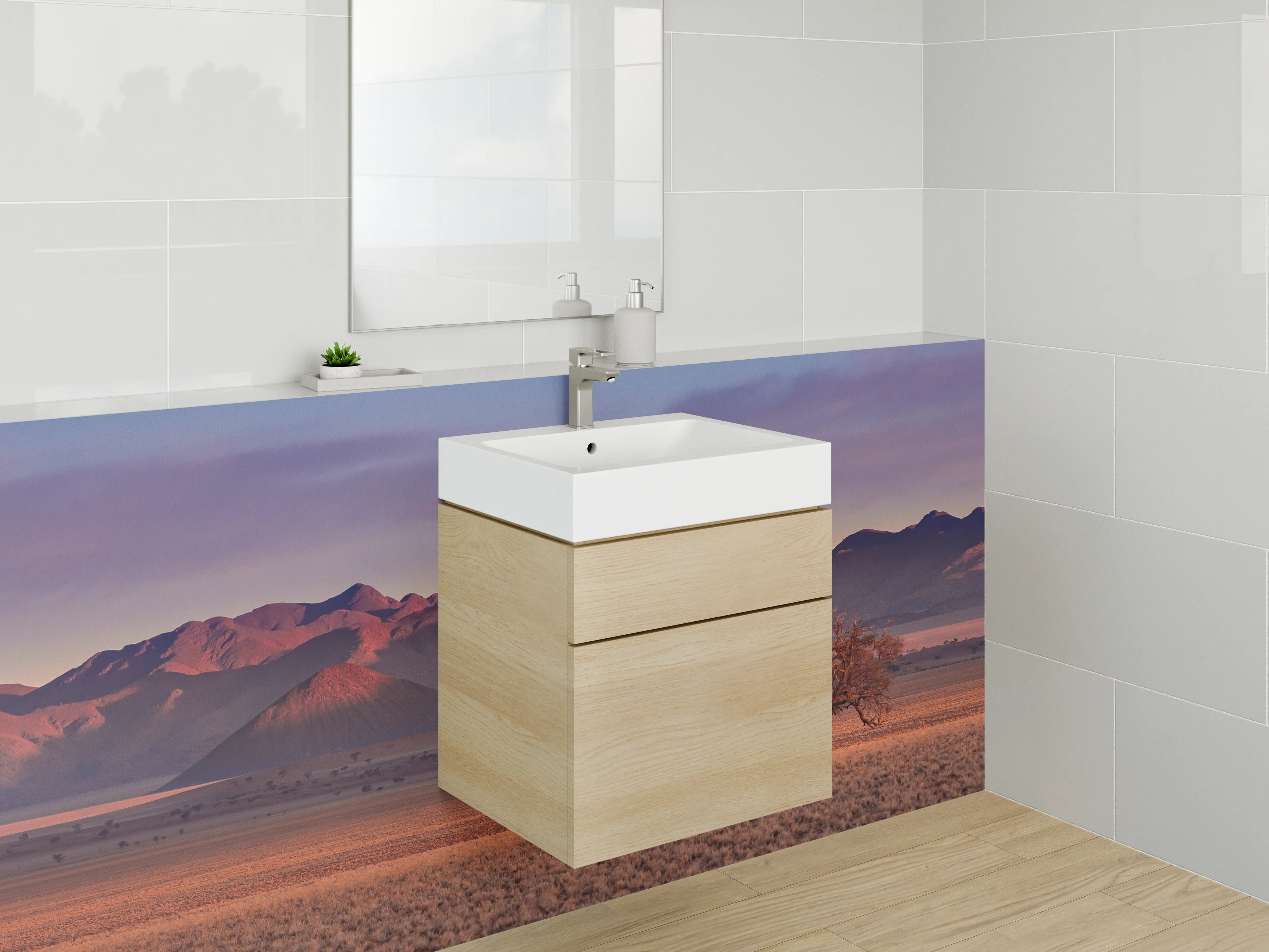 Waschbecken-Rückwand - Weiße Küchenrückwand mit stilvollem Design