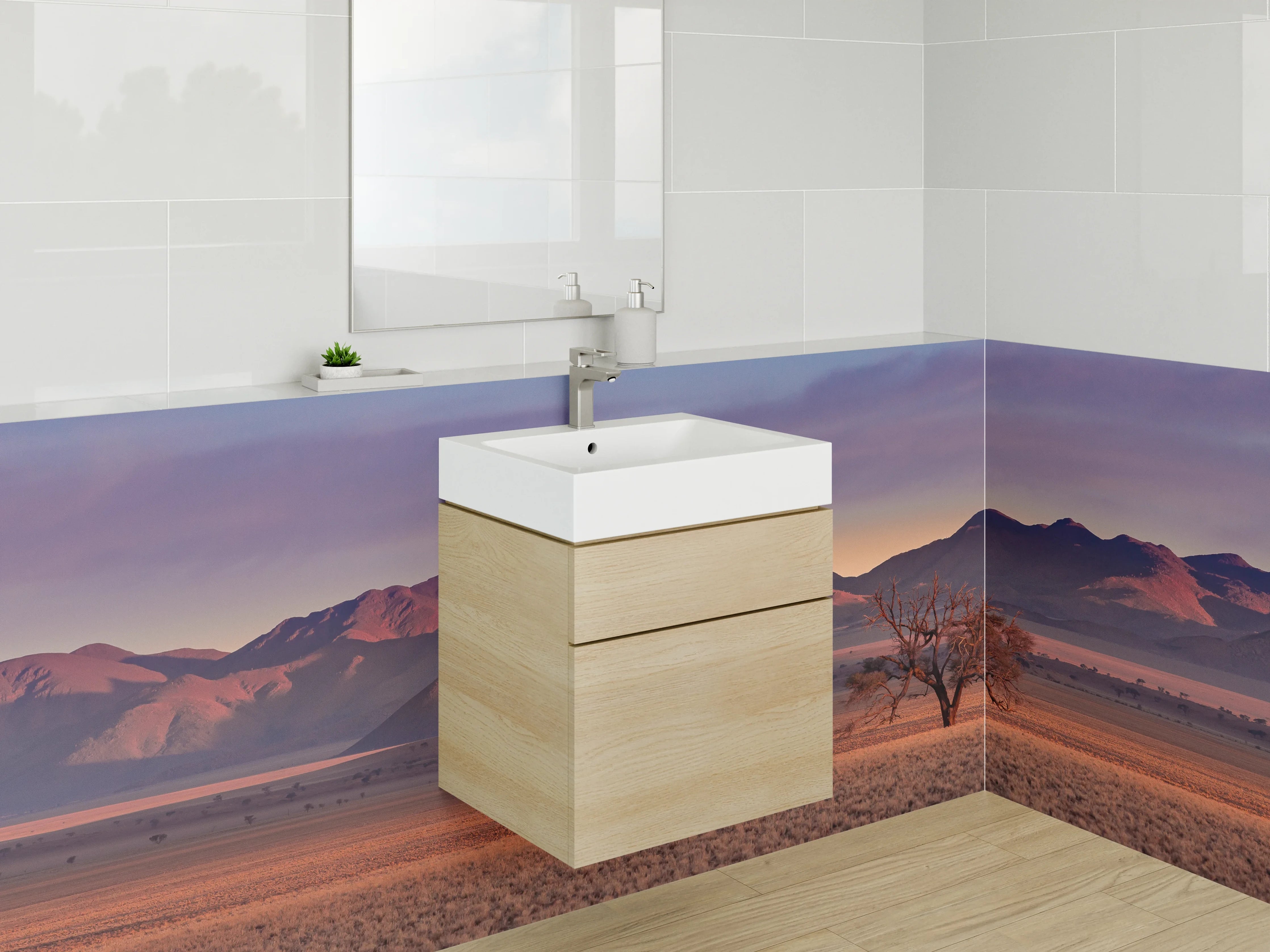 Waschbecken-Rückwand - Weiße Küchenrückwand mit stilvollem Design