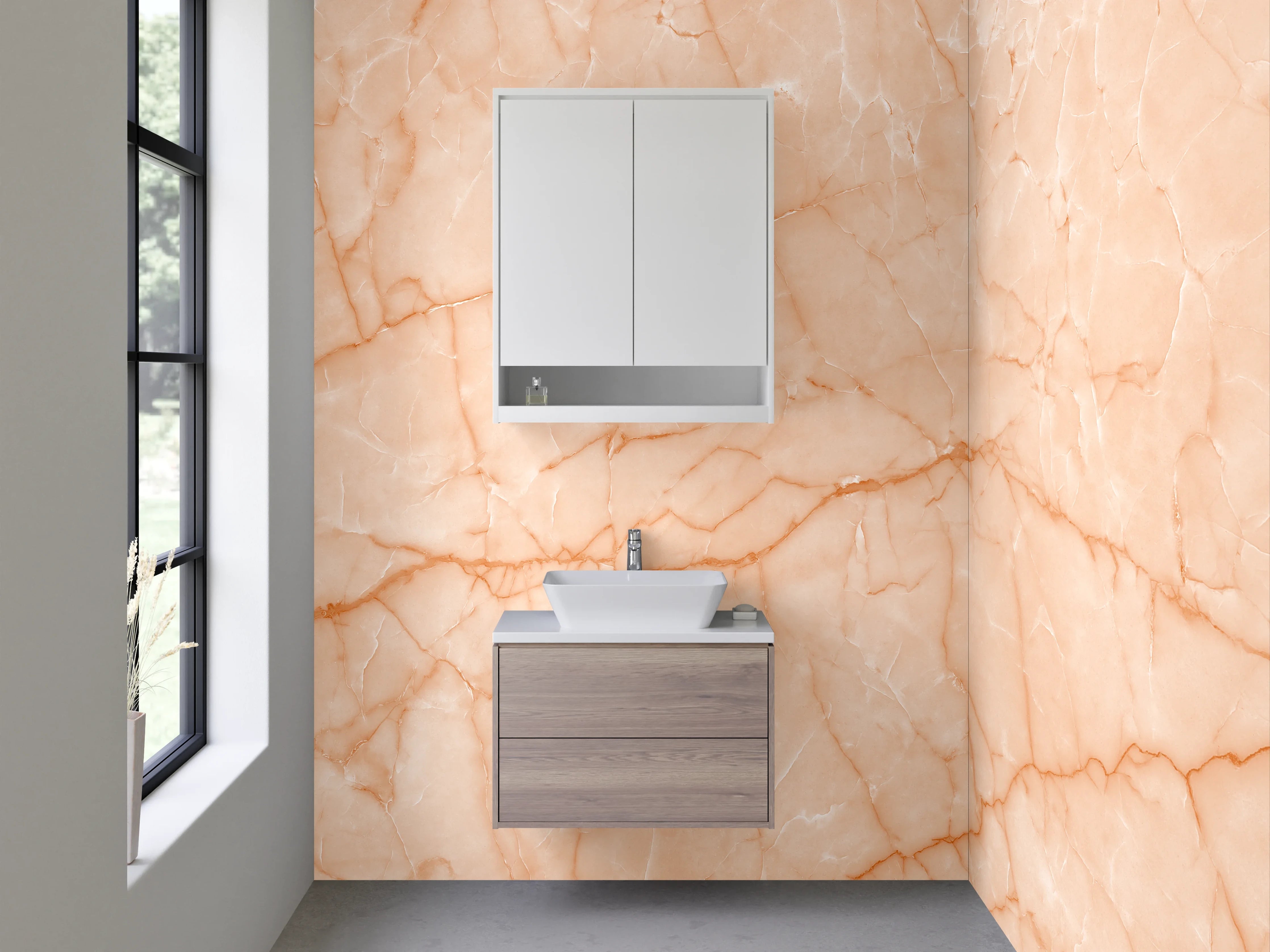 Waschbecken-Rückwand - Weiße Marmor Badwand: Eleganz und Stil