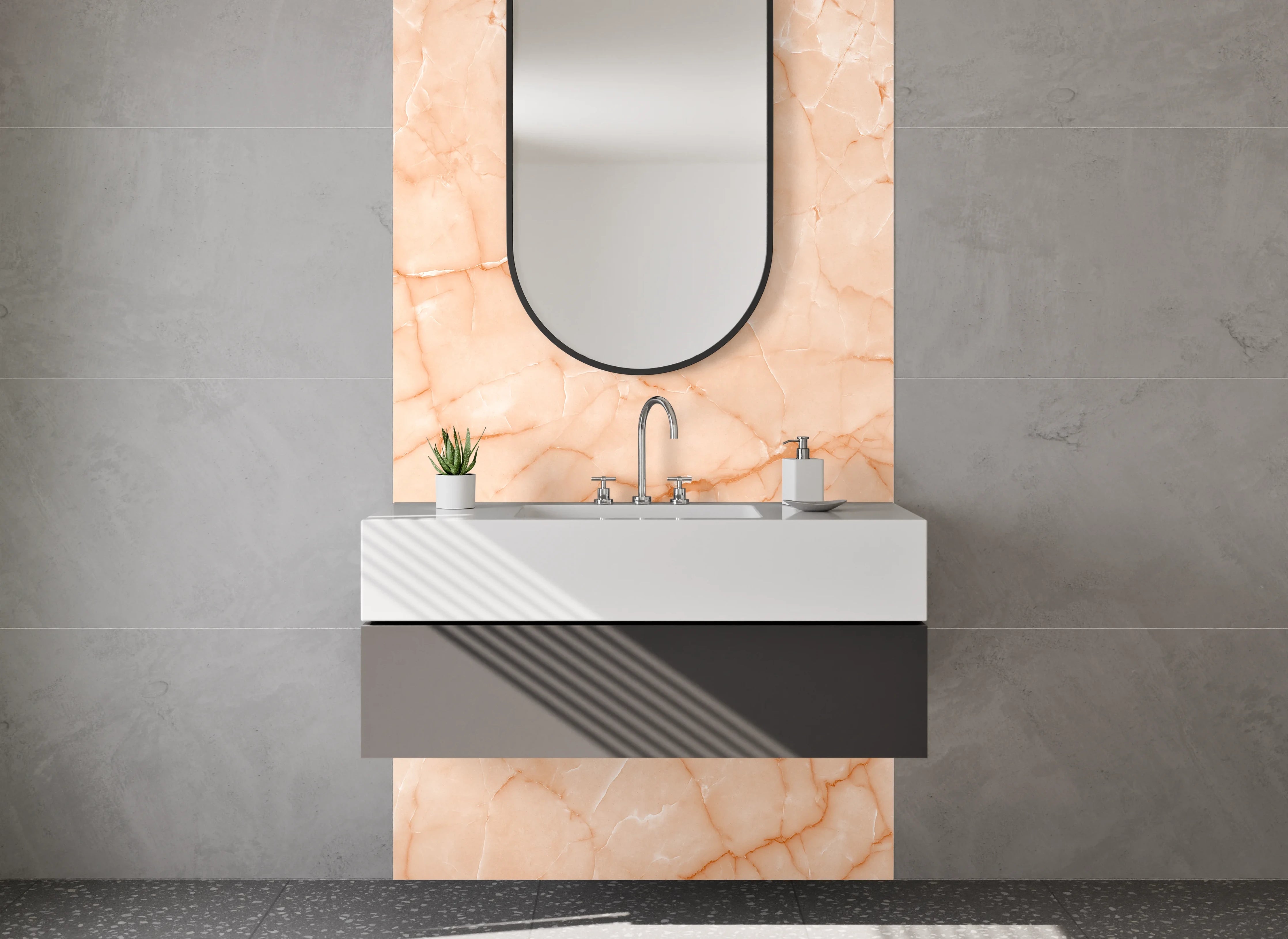 Waschbecken-Rückwand - Weiße Marmor Badwand: Eleganz und Stil