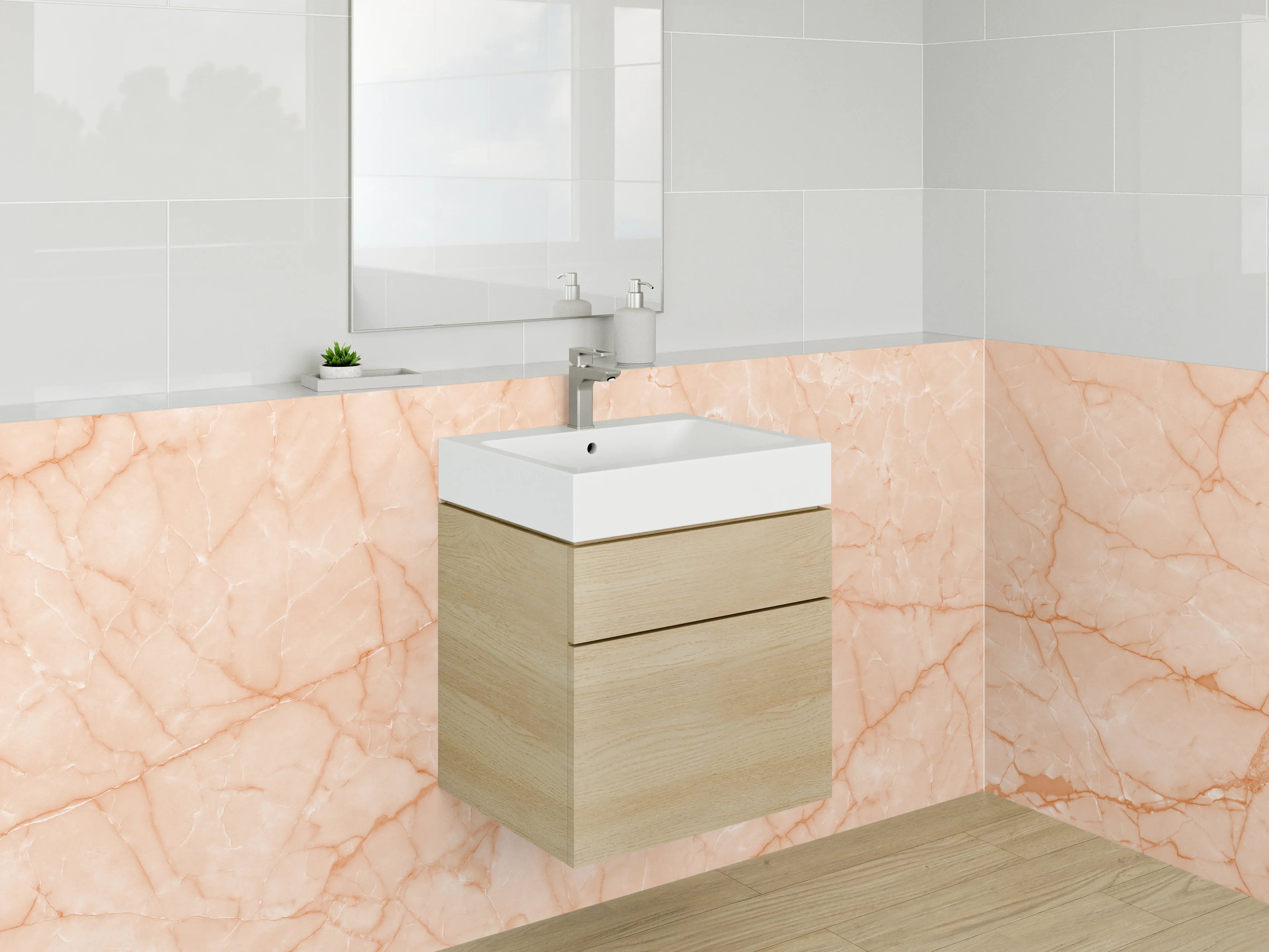 Waschbecken-Rückwand - Weiße Marmor Badwand: Eleganz und Stil