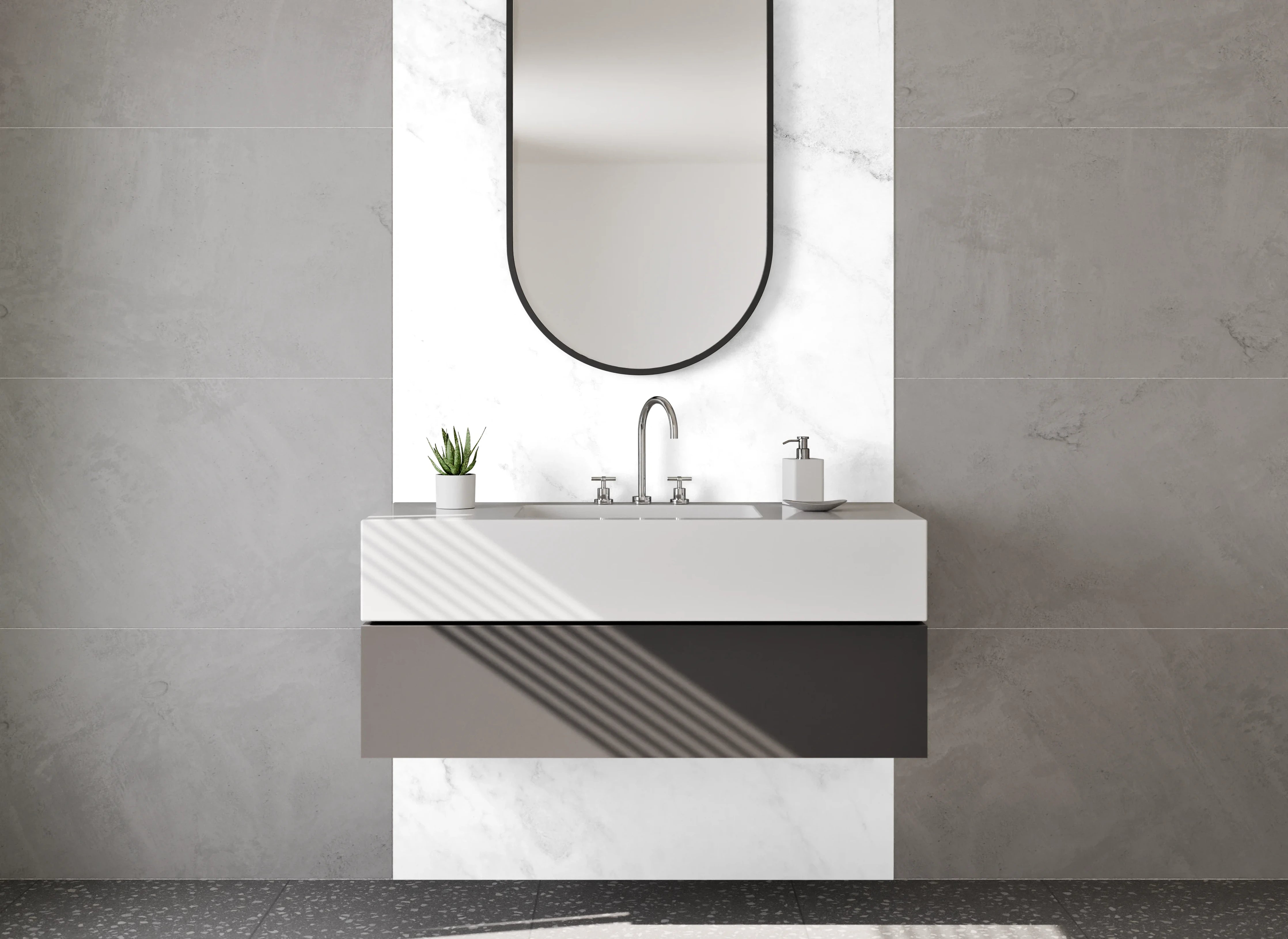 Waschbecken-Rückwand - Weiße Marmor-Optik für Waschtischwand