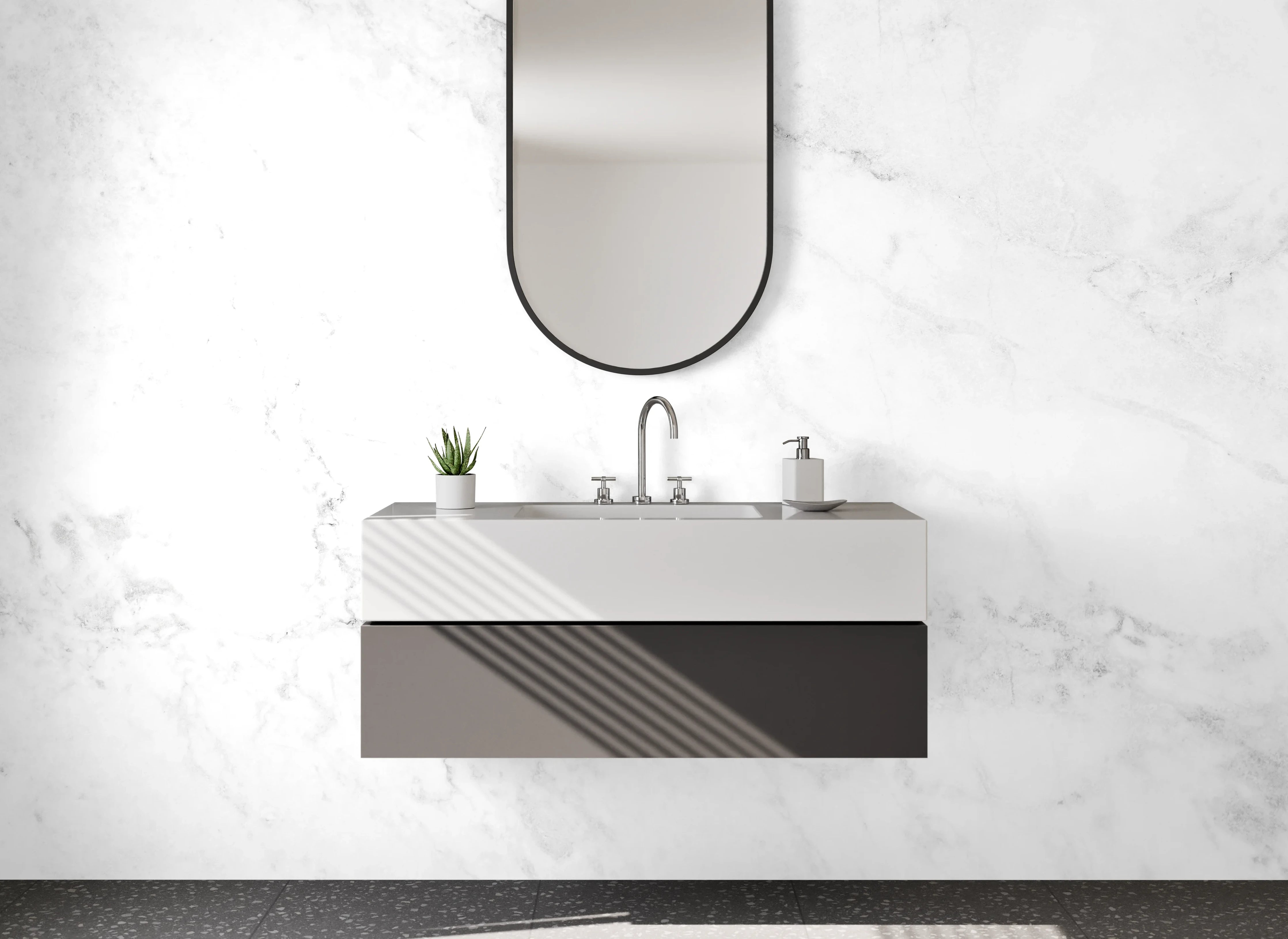 Waschbecken-Rückwand - Weiße Marmor-Optik für Waschtischwand