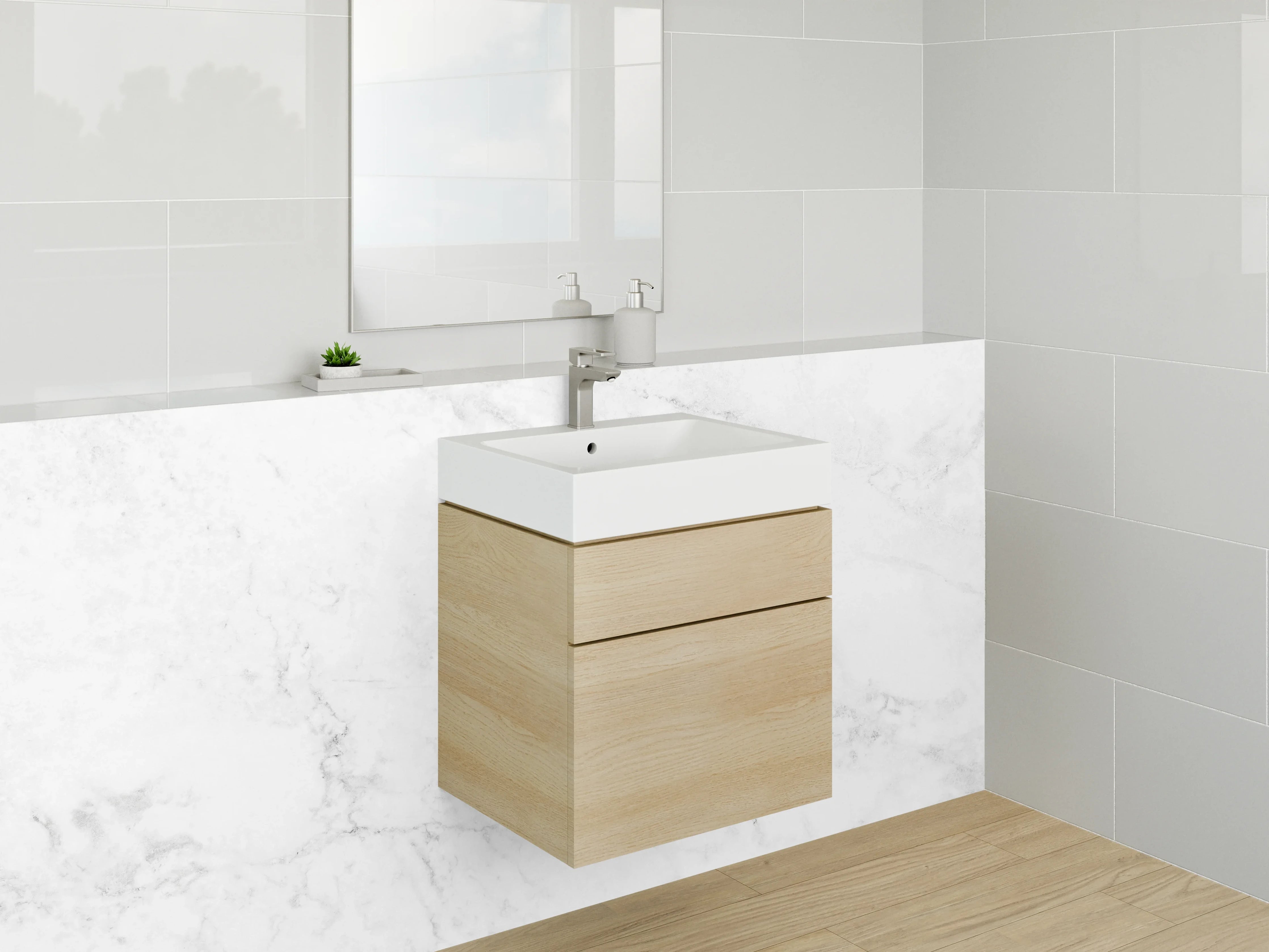 Waschbecken-Rückwand - Weiße Marmor-Optik für Waschtischwand