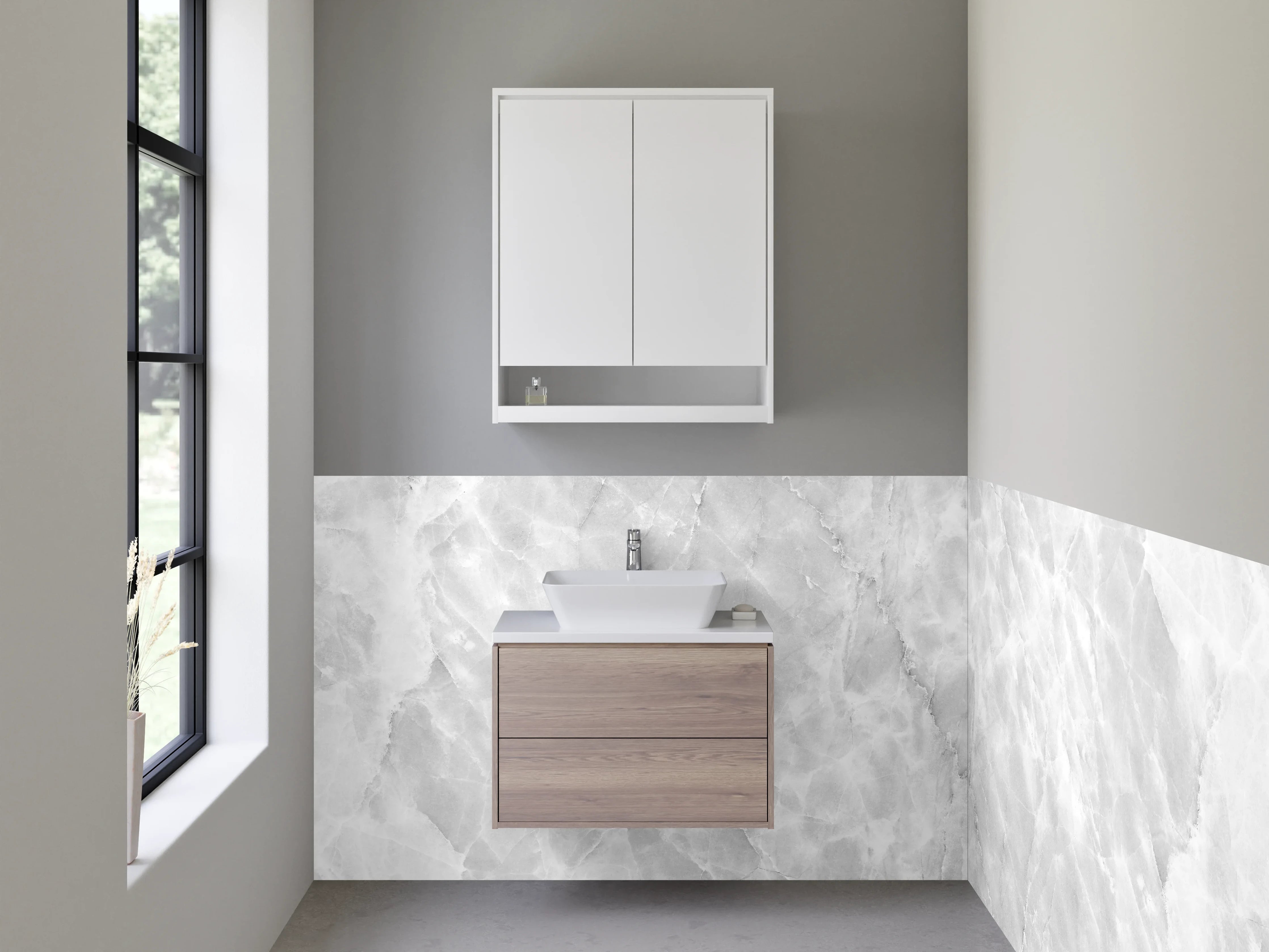 Waschbecken-Rückwand - Weiße Marmor-Optik für modernes Ambiente