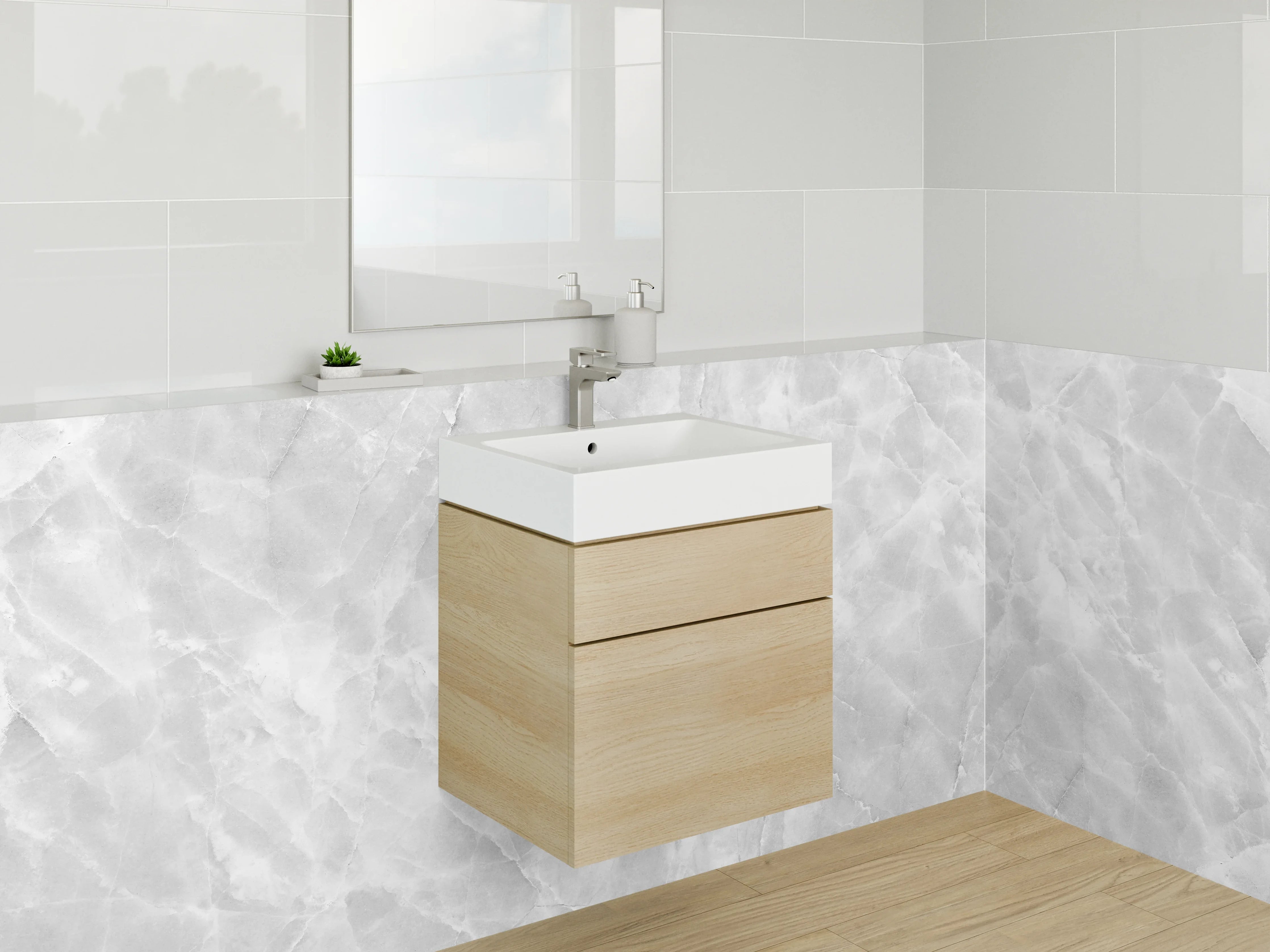 Waschbecken-Rückwand - Weiße Marmor-Optik für modernes Ambiente
