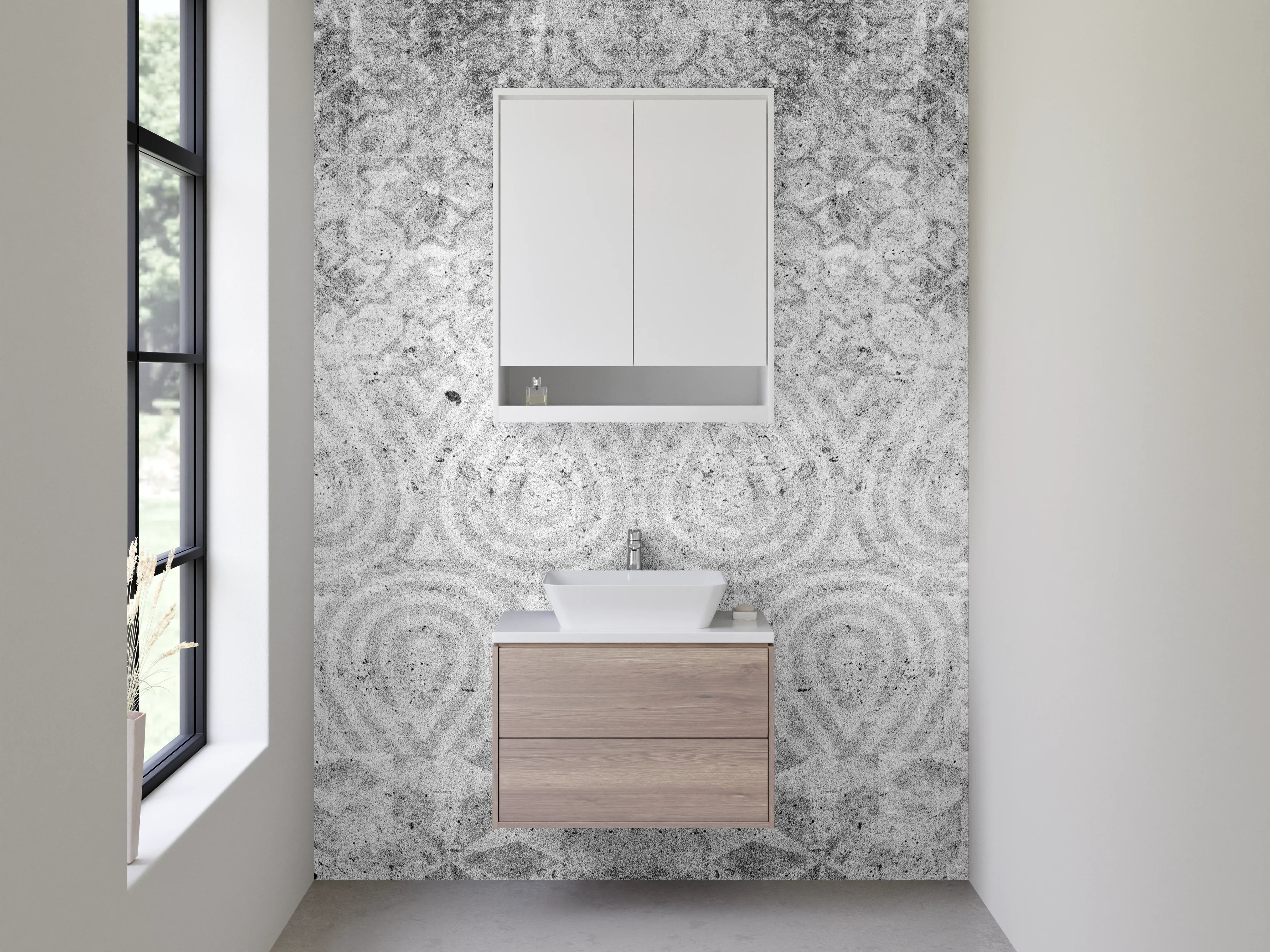 Waschbecken-Rückwand - Weiße Marmor-Optik mit feinem Muster