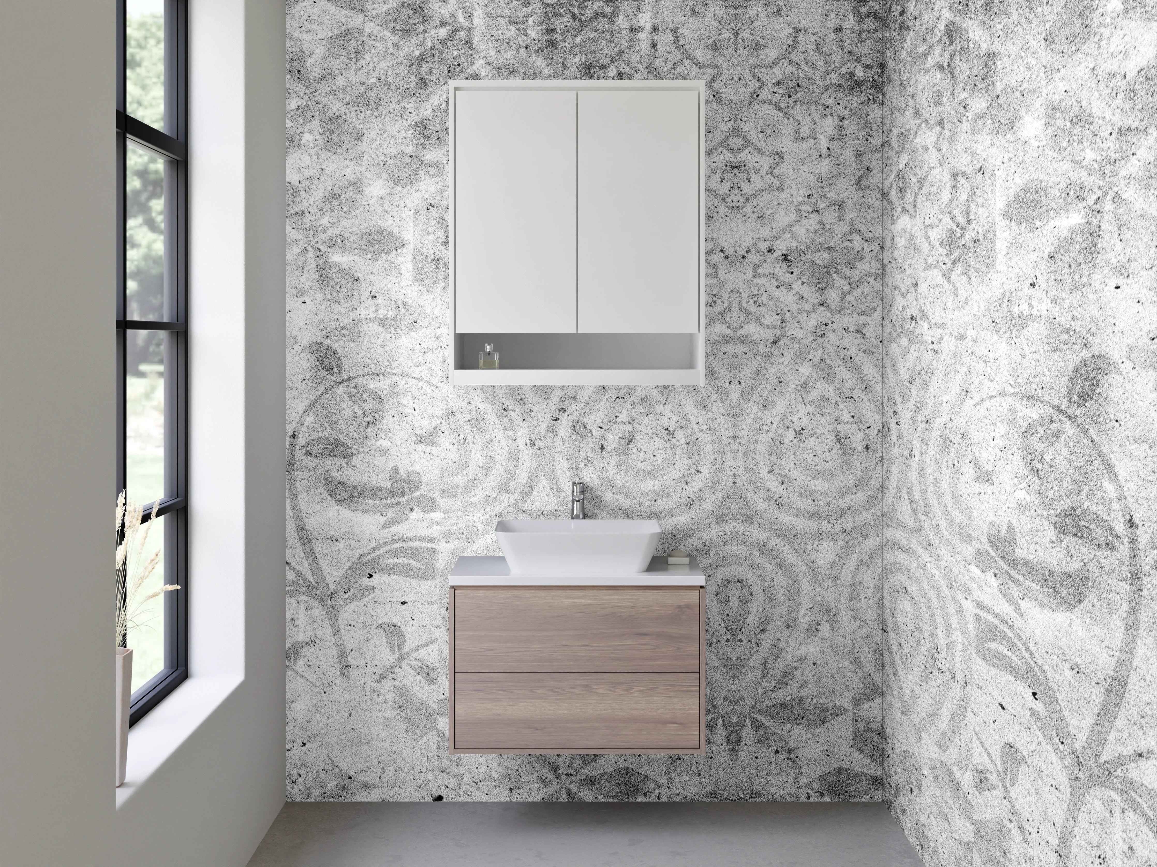 Waschbecken-Rückwand - Weiße Marmor-Optik mit feinem Muster