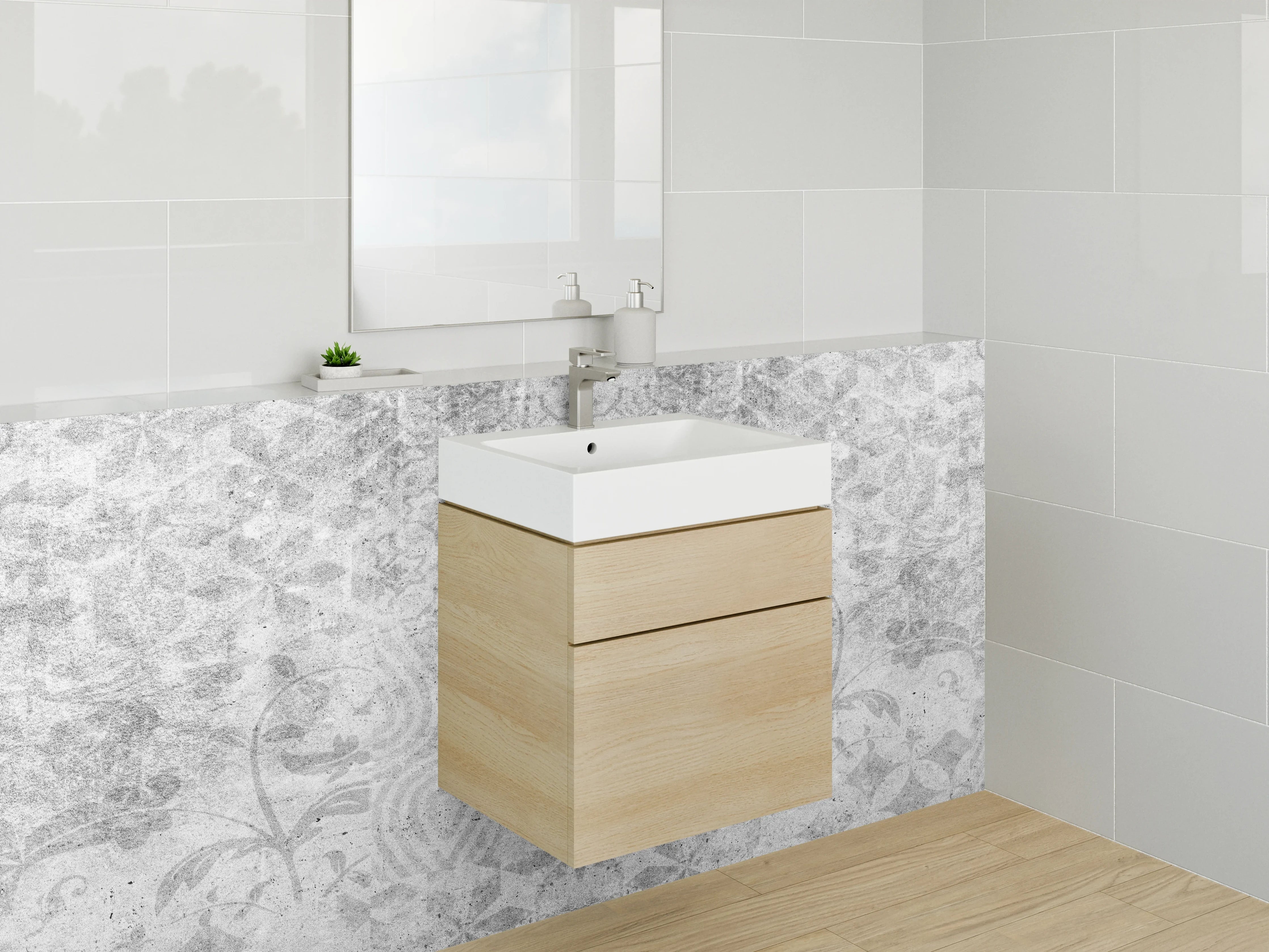 Waschbecken-Rückwand - Weiße Marmor-Optik mit feinem Muster