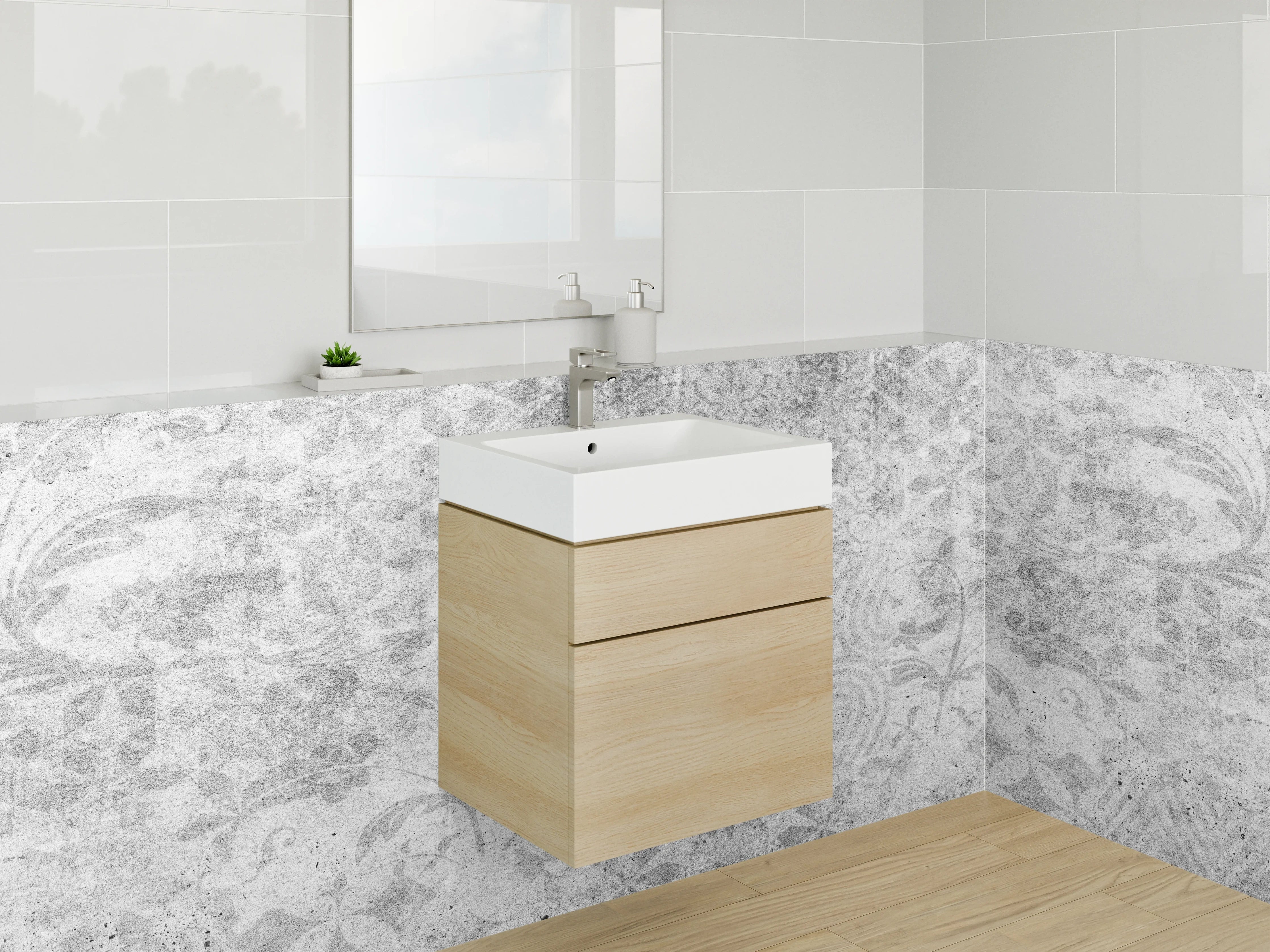 Waschbecken-Rückwand - Weiße Marmor-Optik mit feinem Muster