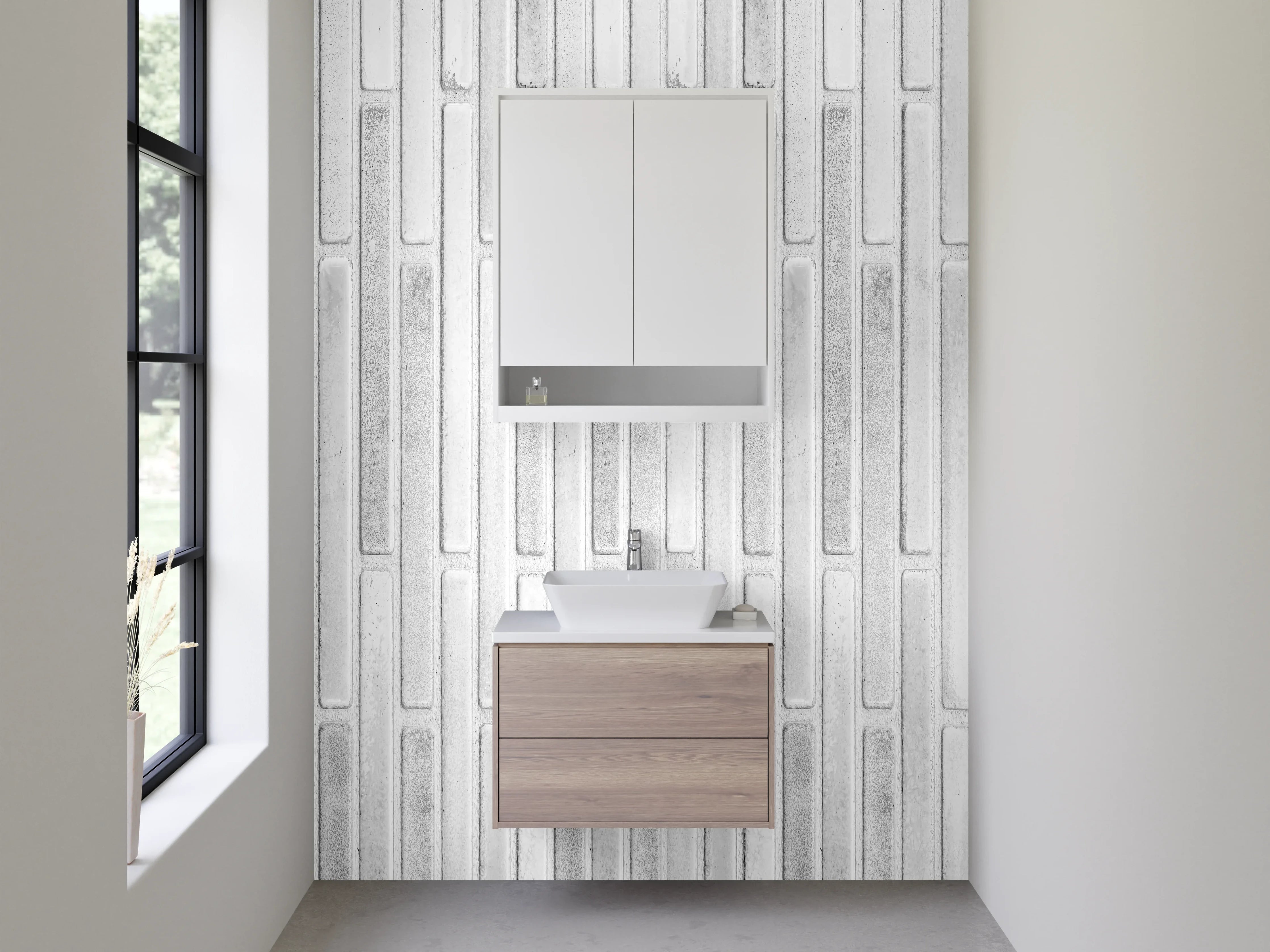 Waschbecken-Rückwand - Weiße Marmor-Textur mit feinen Linien