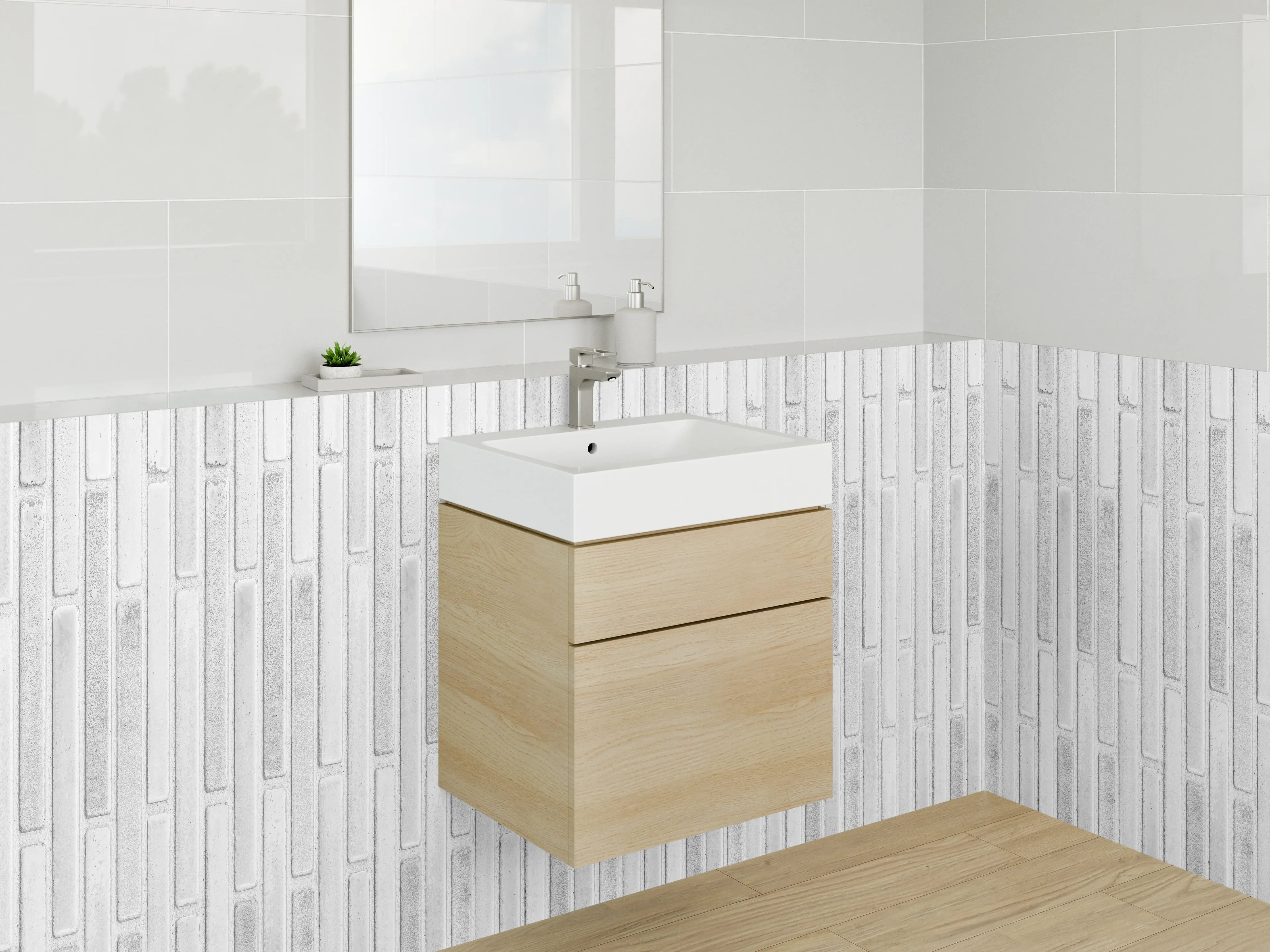Waschbecken-Rückwand - Weiße Marmor-Textur mit feinen Linien
