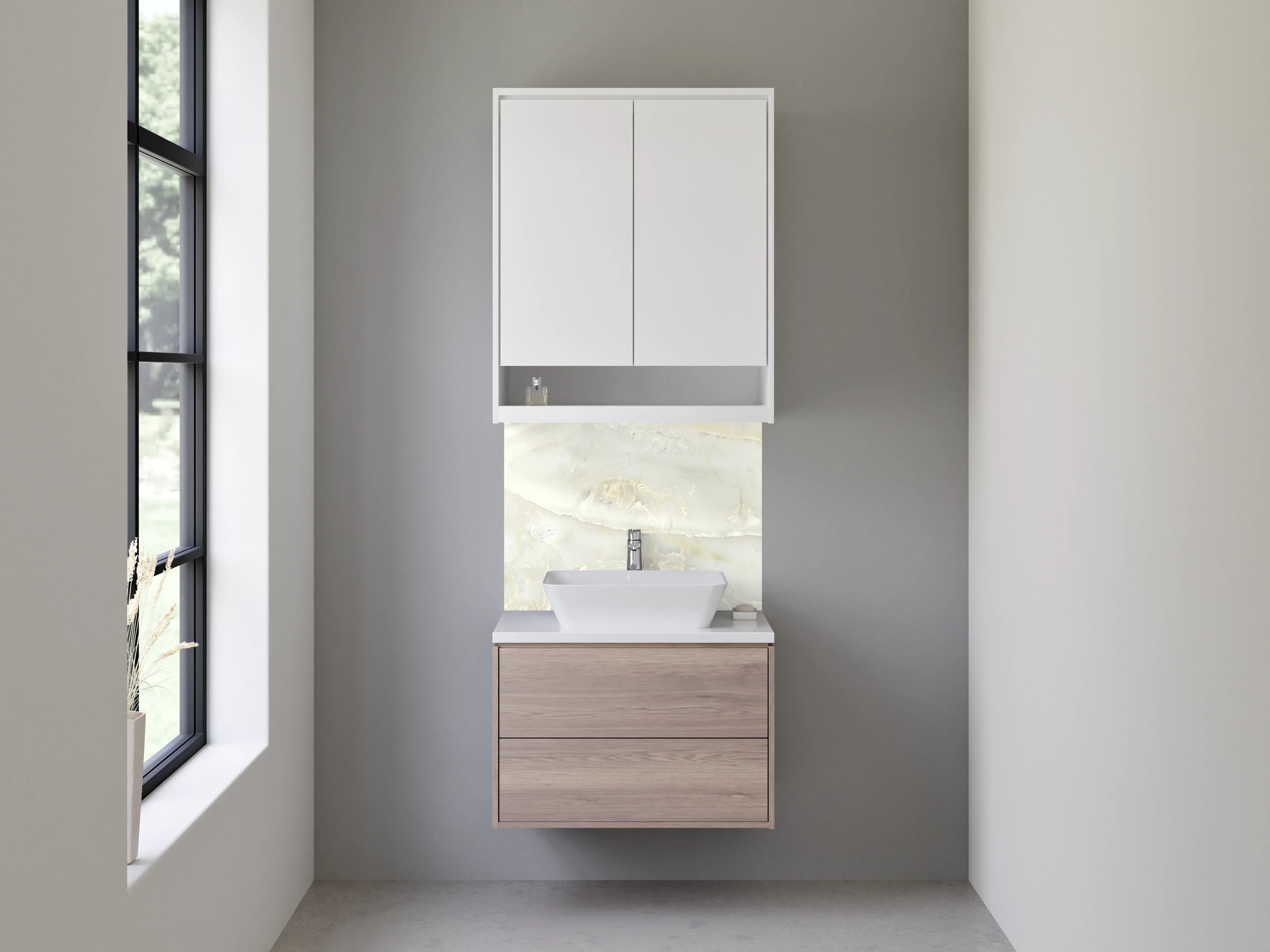 Waschbecken-Rückwand - Weiße Marmor-Textur mit goldenen Adern