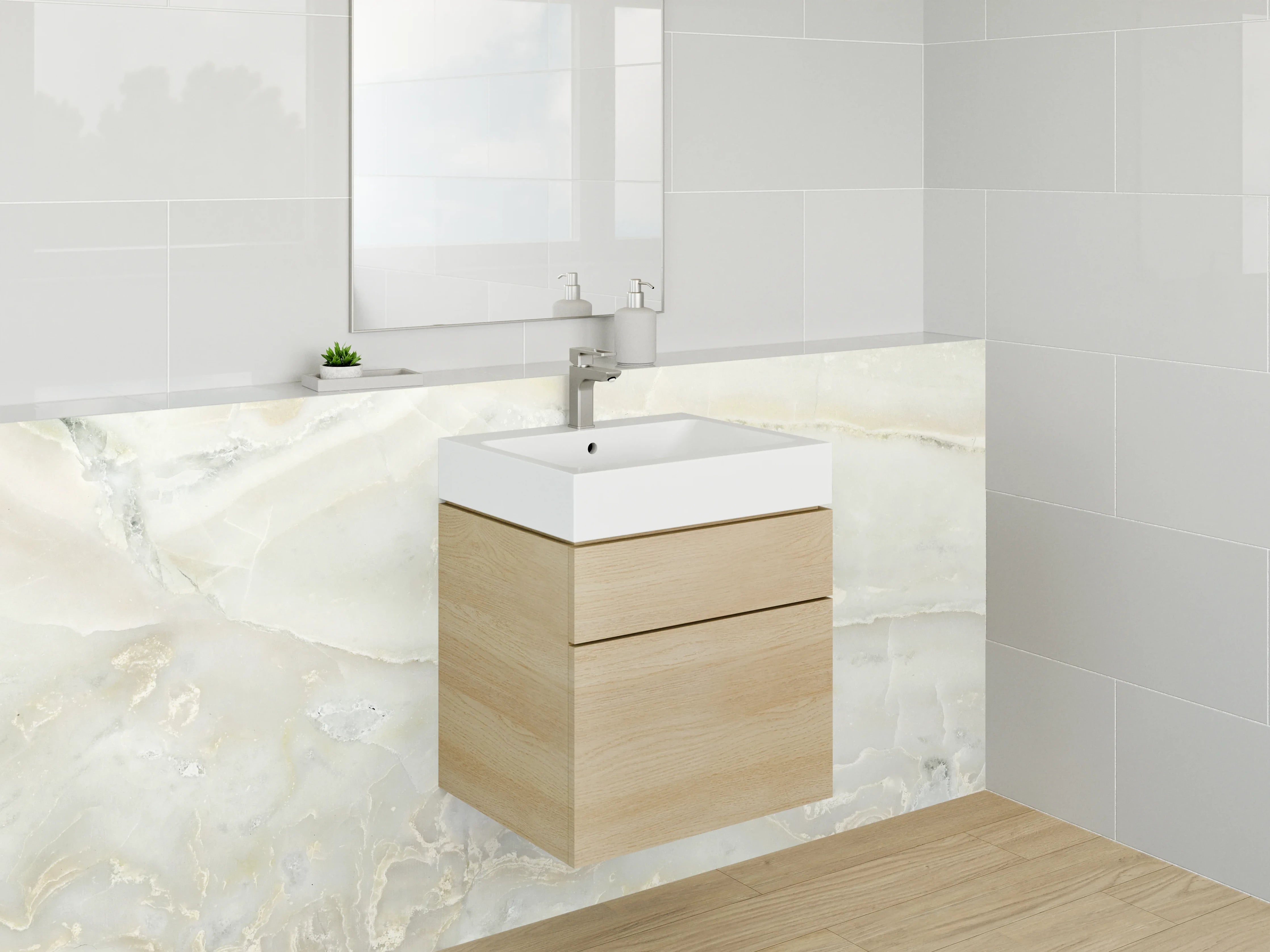 Waschbecken-Rückwand - Weiße Marmor-Textur mit goldenen Adern