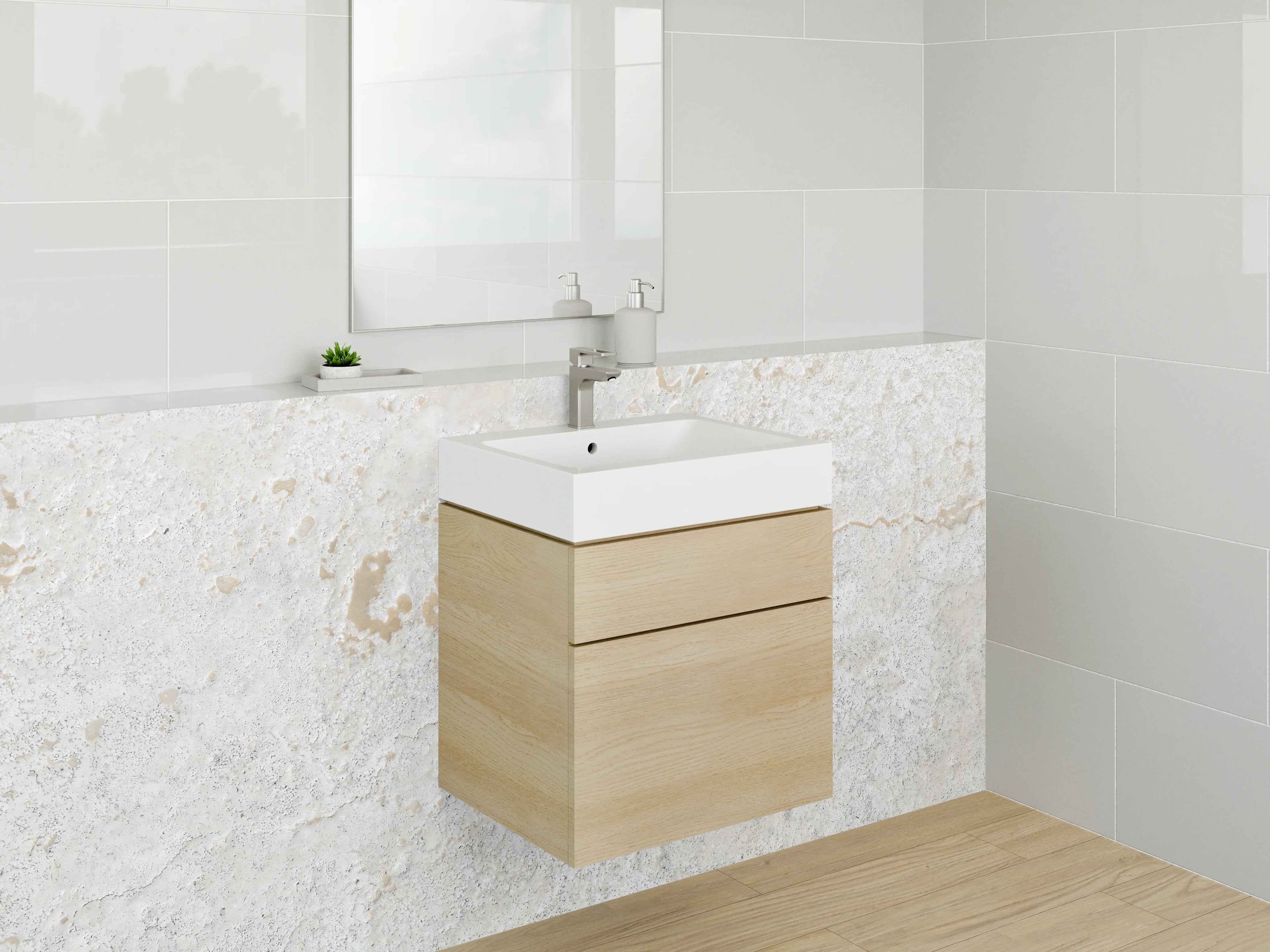 Waschbecken-Rückwand - Weiße Marmor-Textur mit grauer Struktur