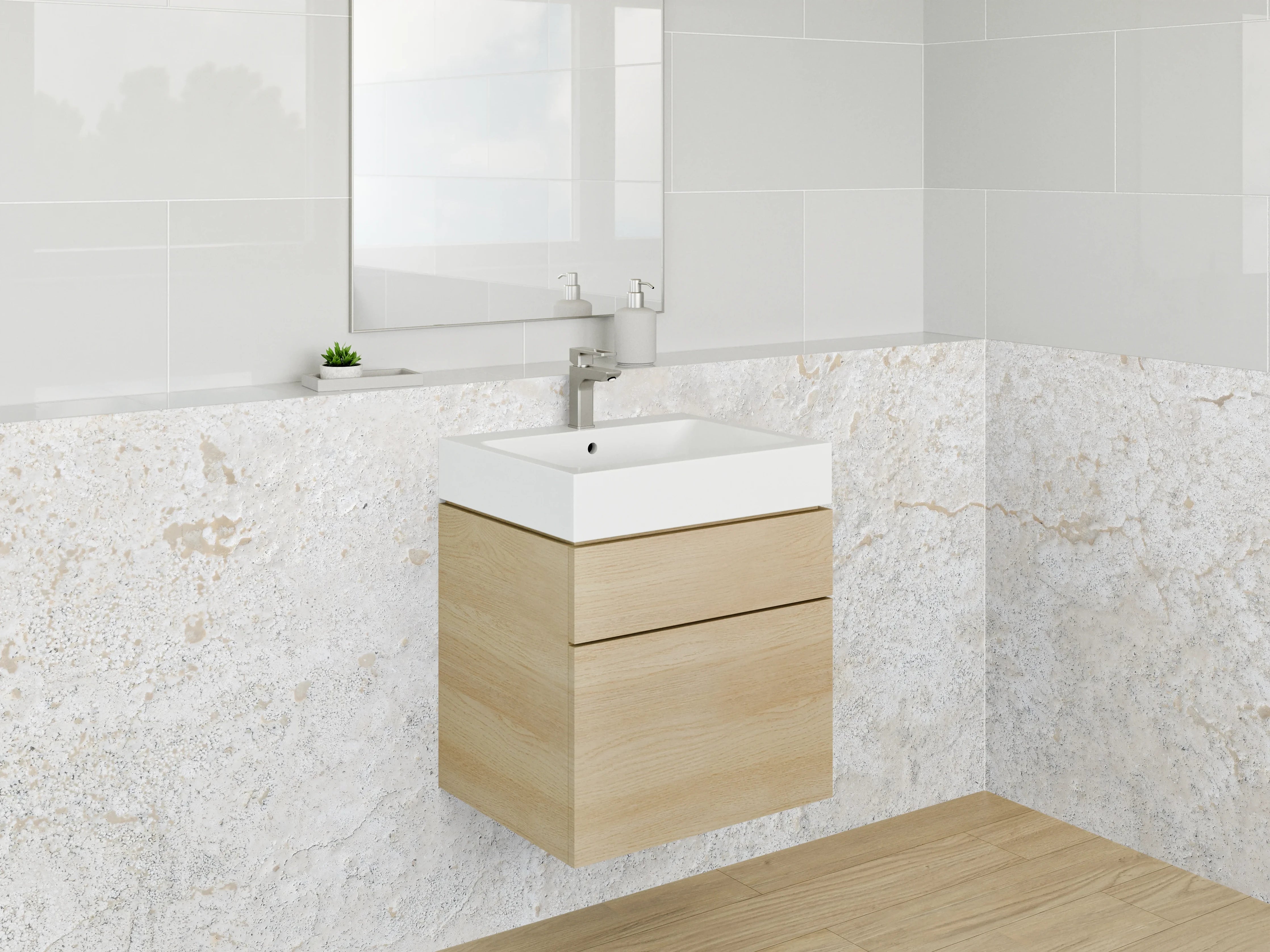 Waschbecken-Rückwand - Weiße Marmor-Textur mit grauer Struktur