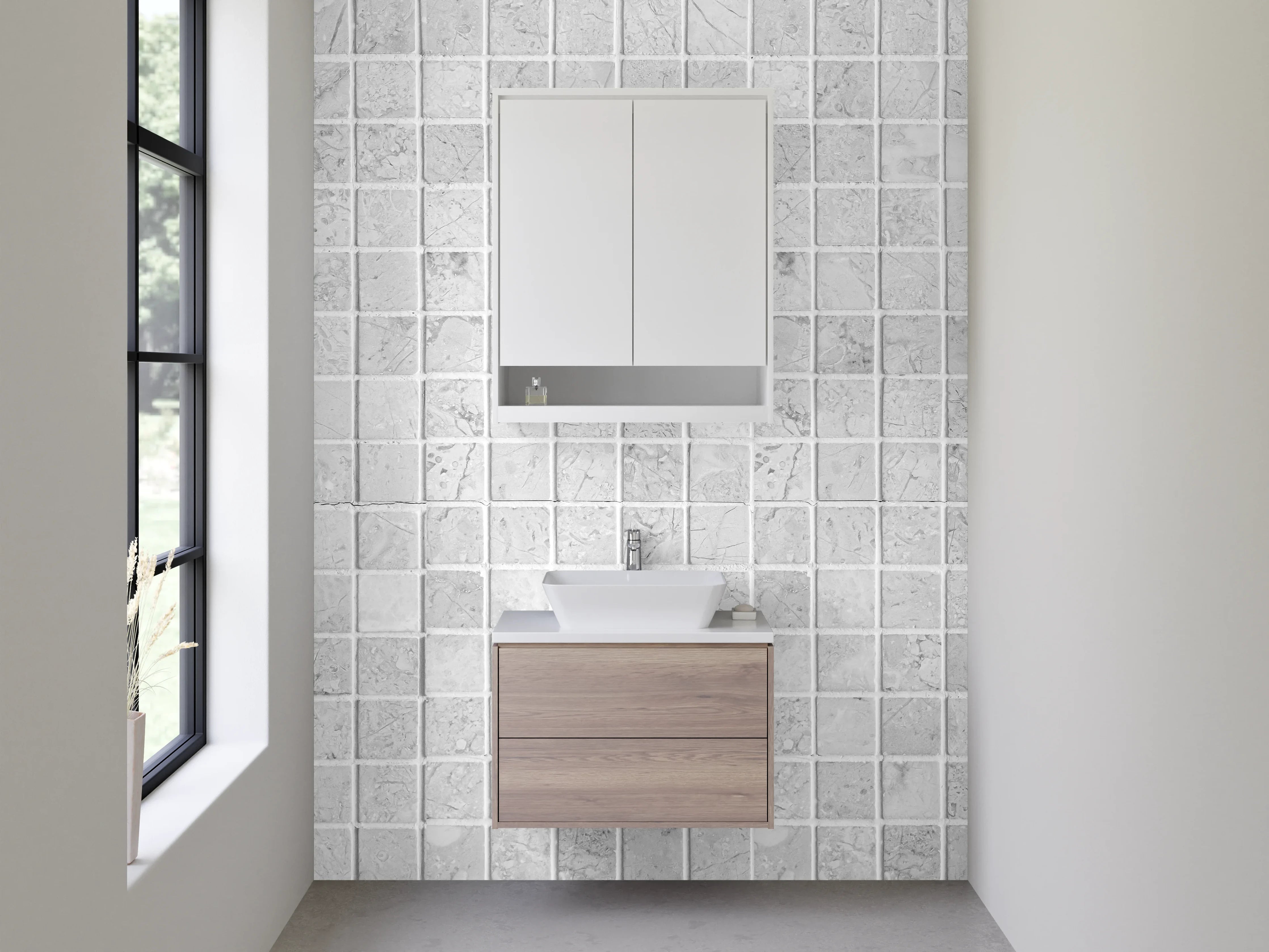 Waschbecken-Rückwand - Weiße Mosaikfliesen für moderne Bäder