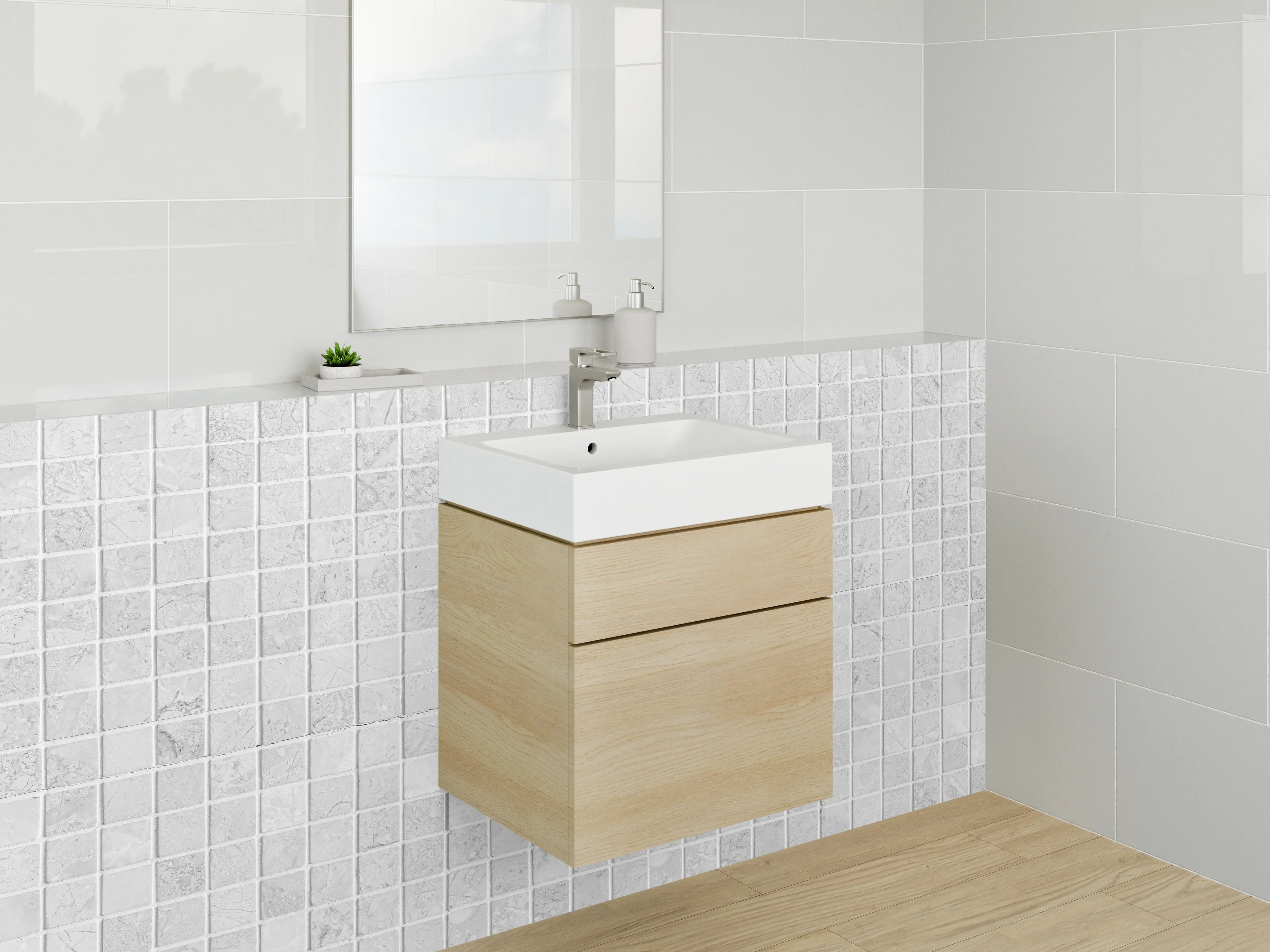 Waschbecken-Rückwand - Weiße Mosaikfliesen für moderne Bäder