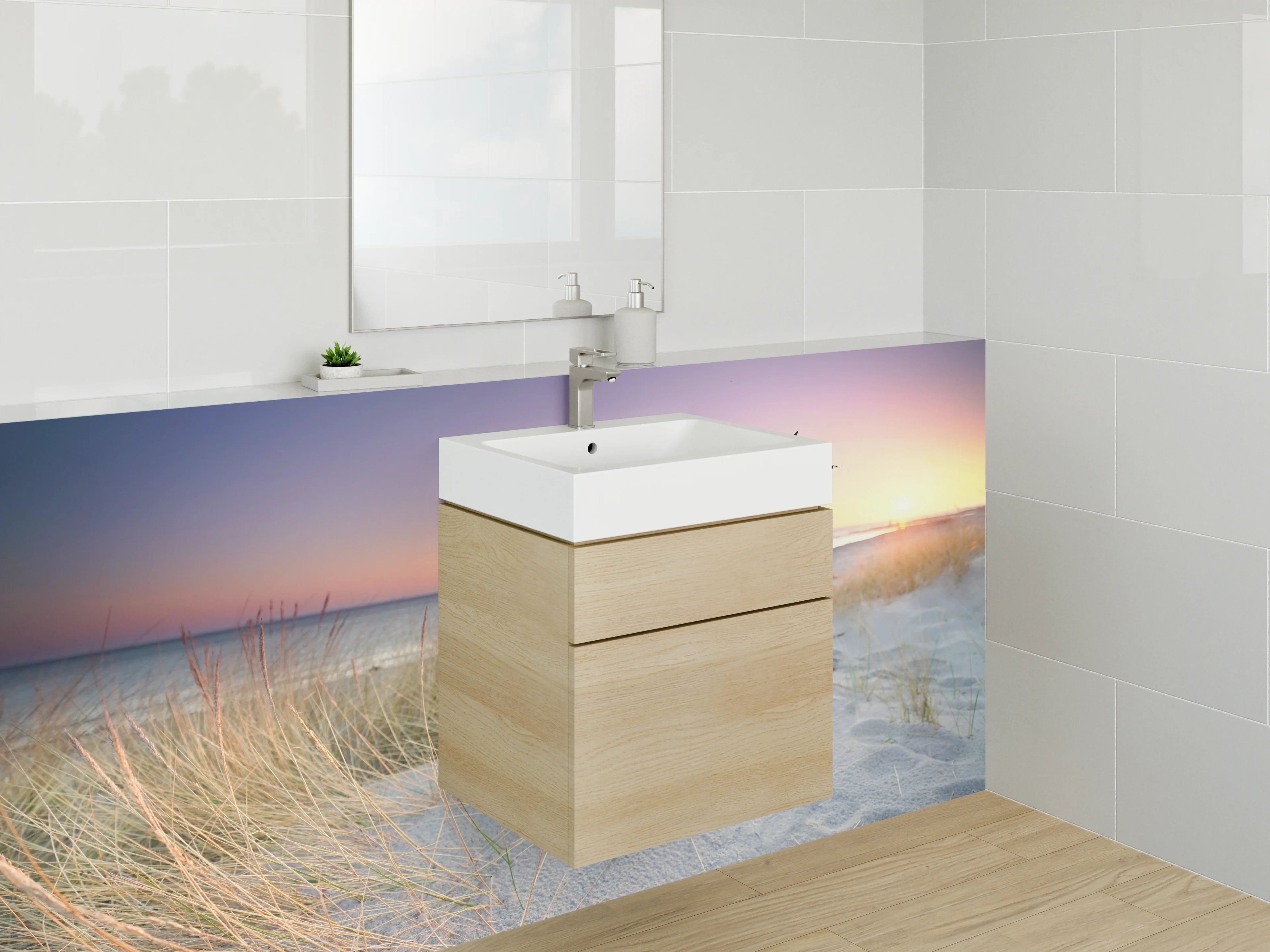 Waschbecken-Rückwand - Weiße Sanddünen bei Sonnenuntergang