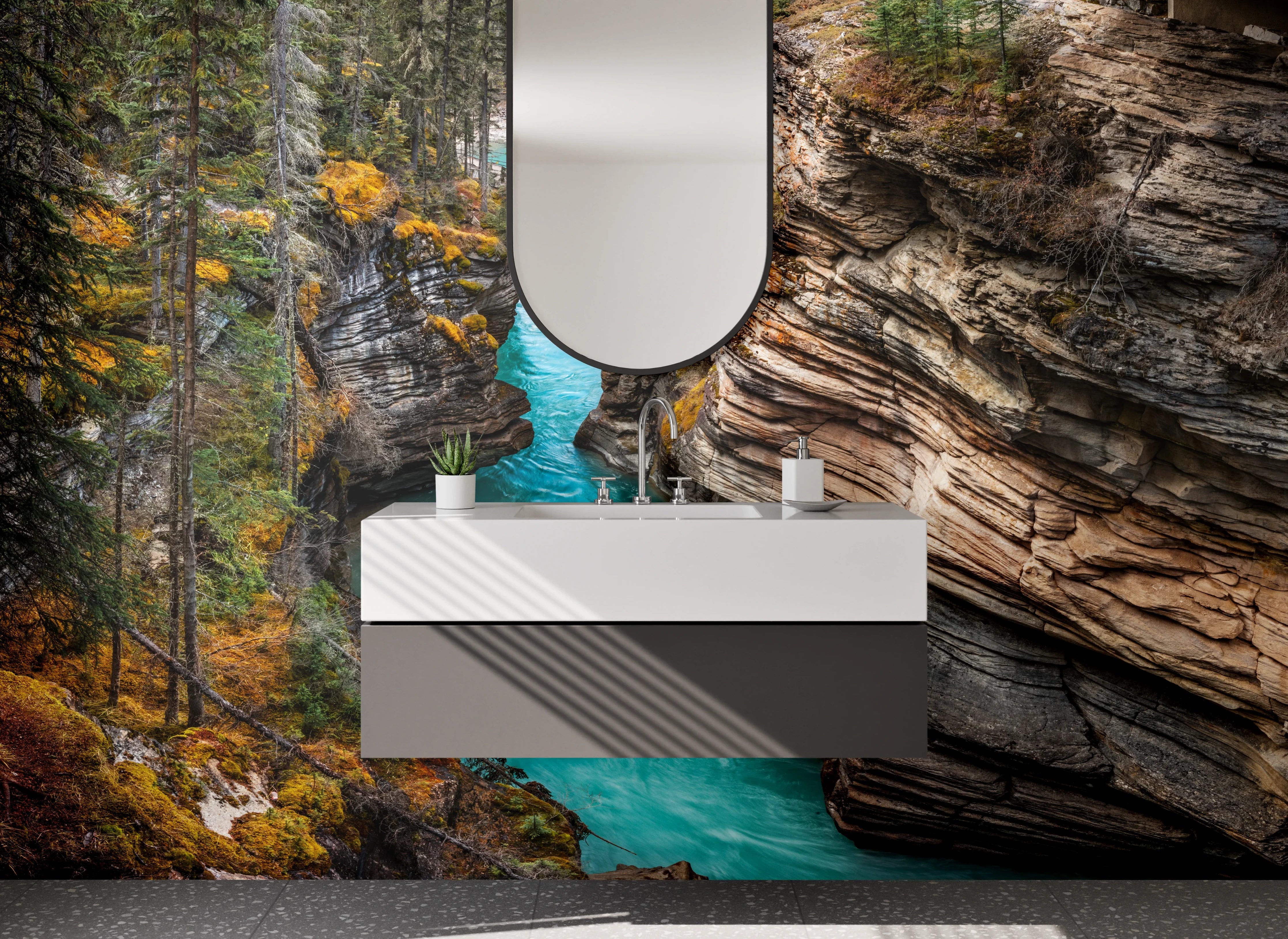 Waschbecken-Rückwand - Weiße Stein-Optik Wandpaneele