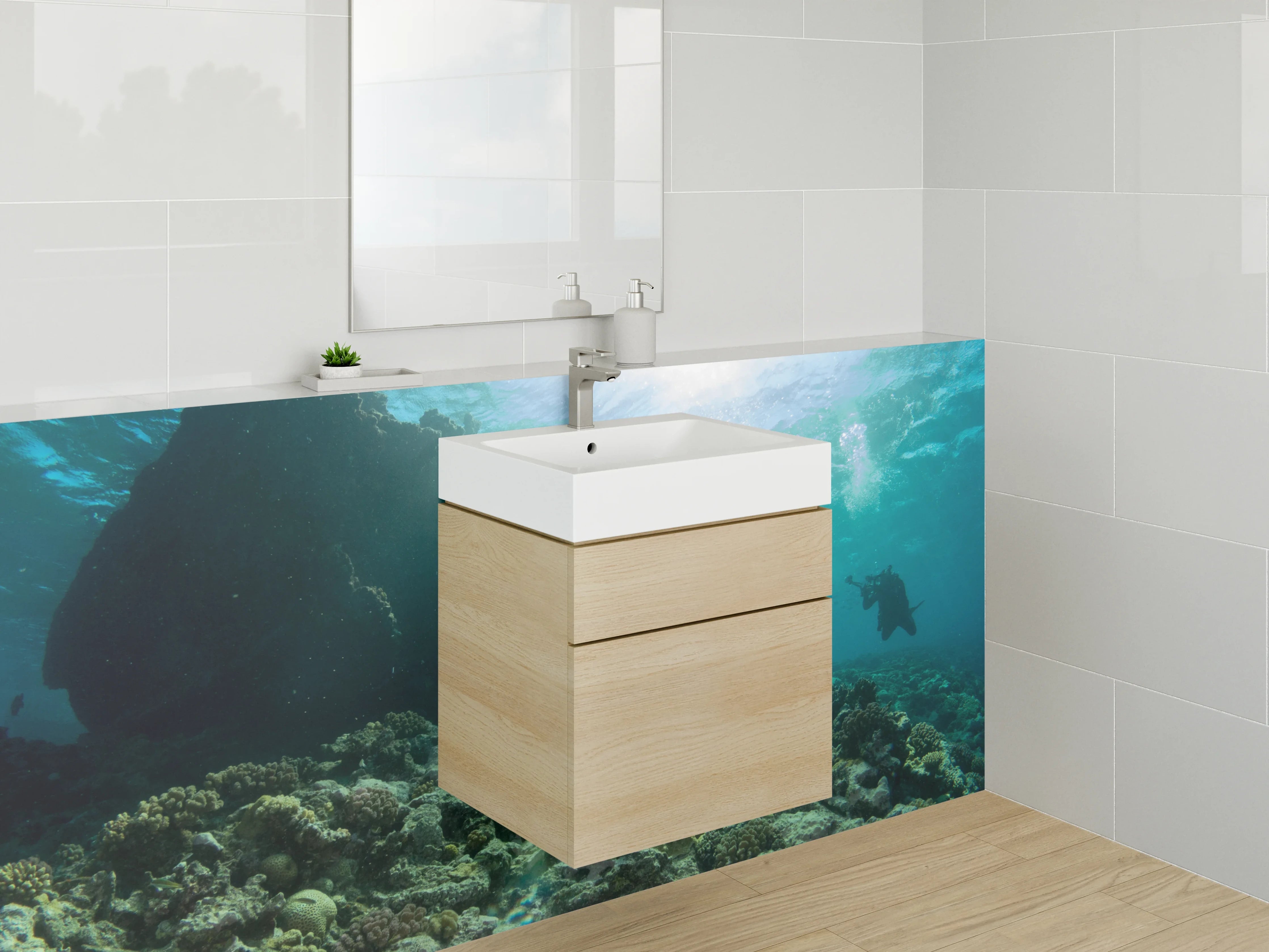 Waschbecken-Rückwand - Weiße Unterwasser-Welt