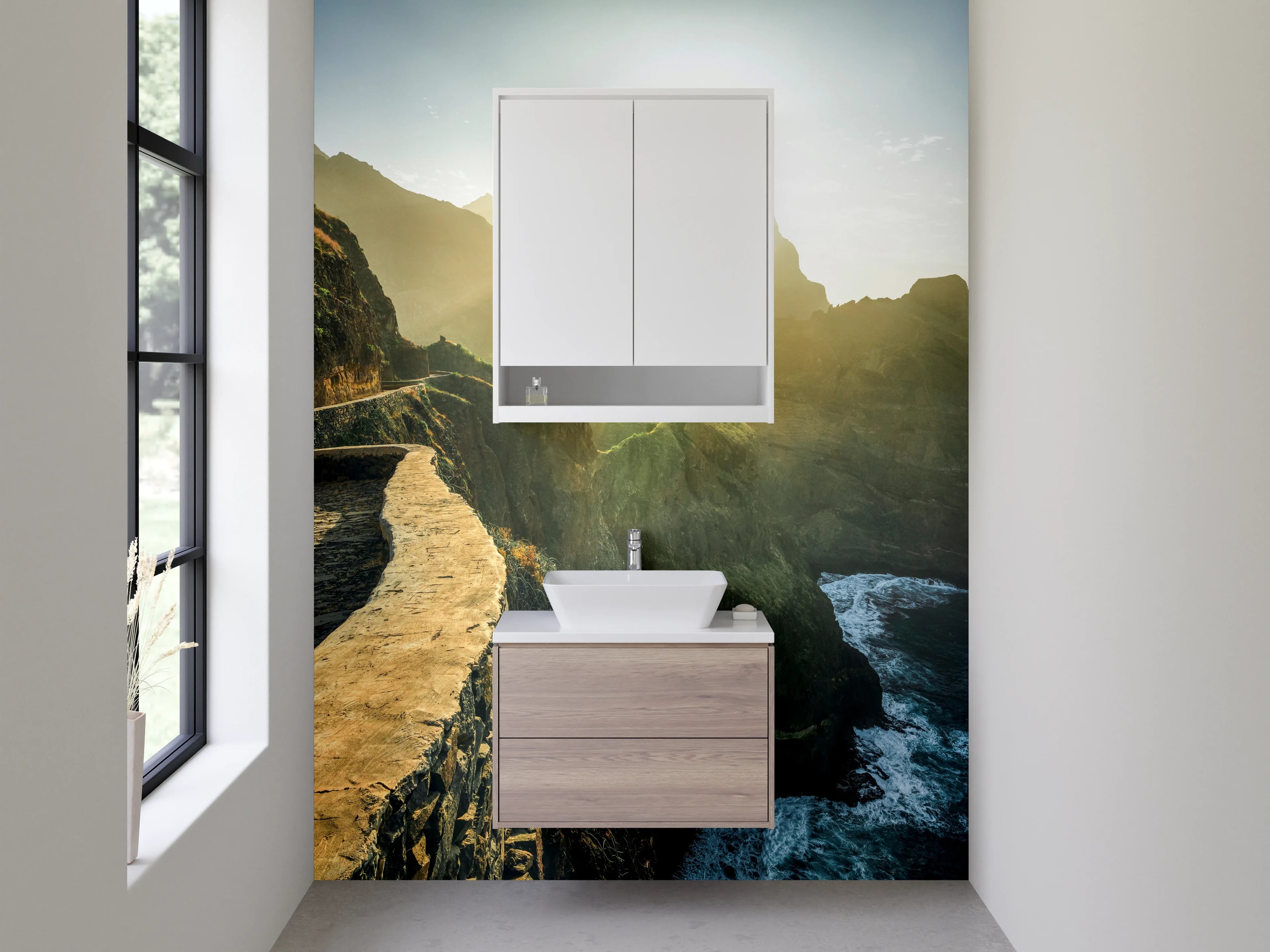 Waschbecken-Rückwand - Weiße Wand im Badezimmer