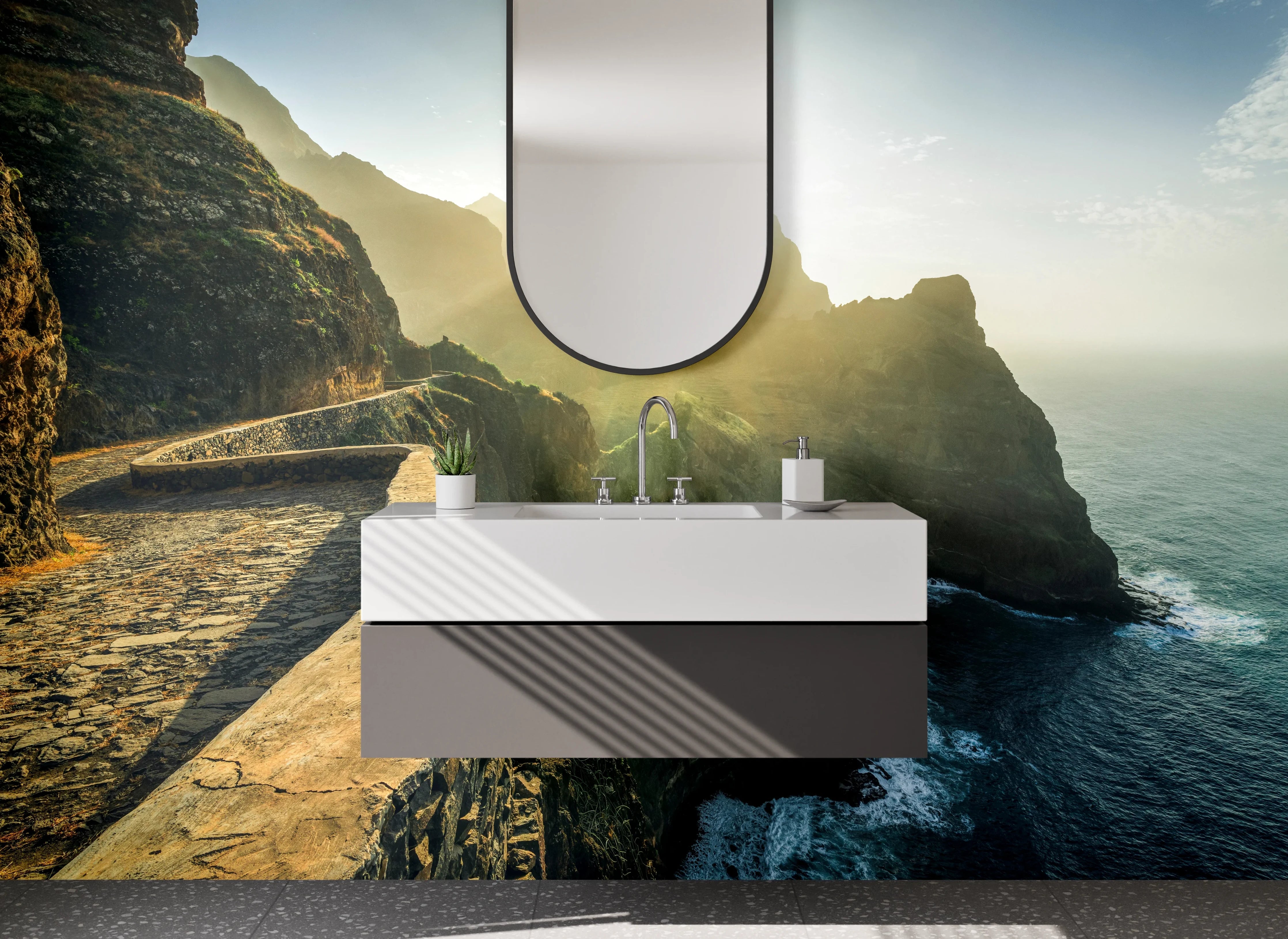 Waschbecken-Rückwand - Weiße Wand im Badezimmer