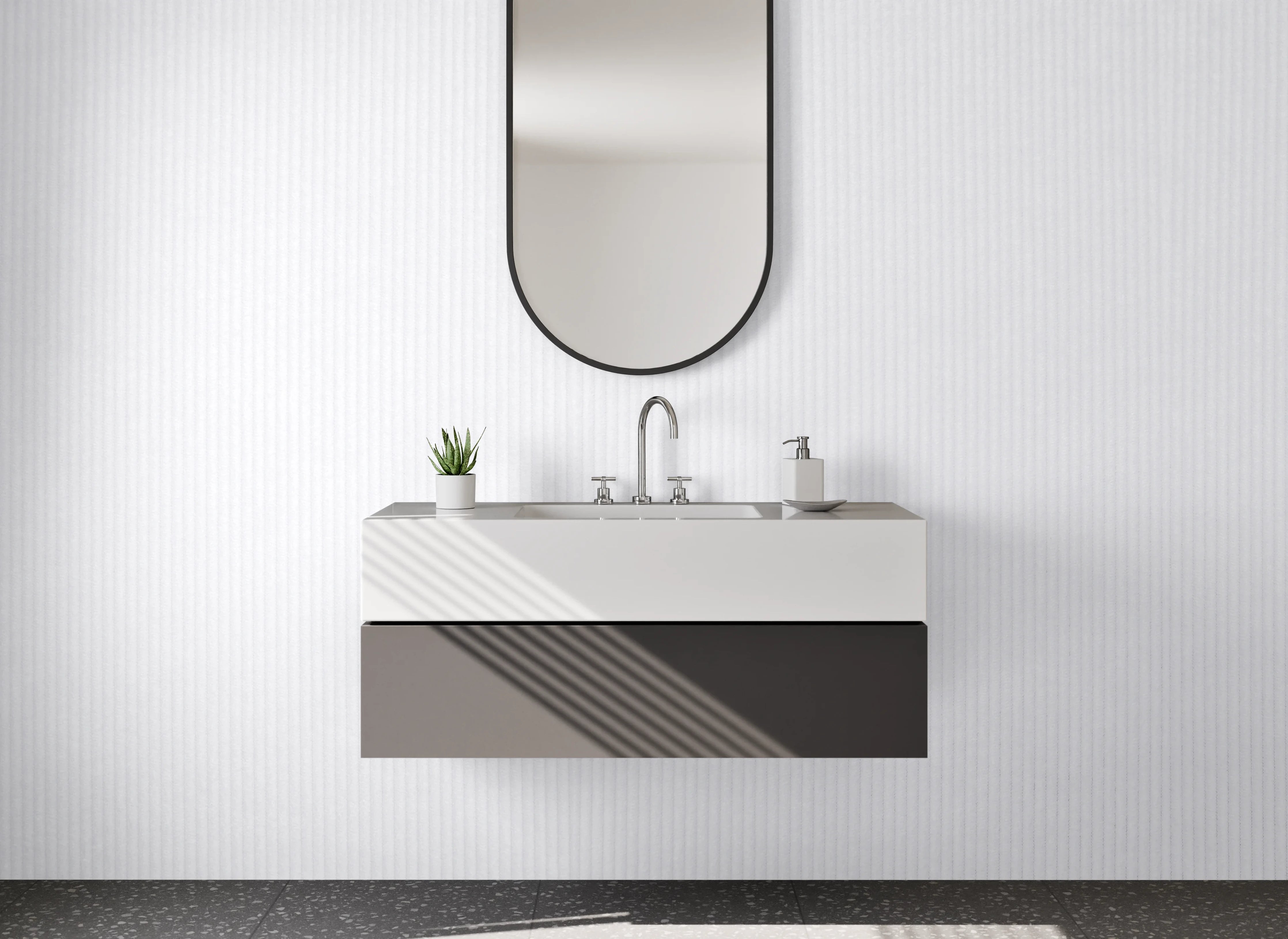 Waschbecken-Rückwand - Weiße Wand mit feinem Texturmuster