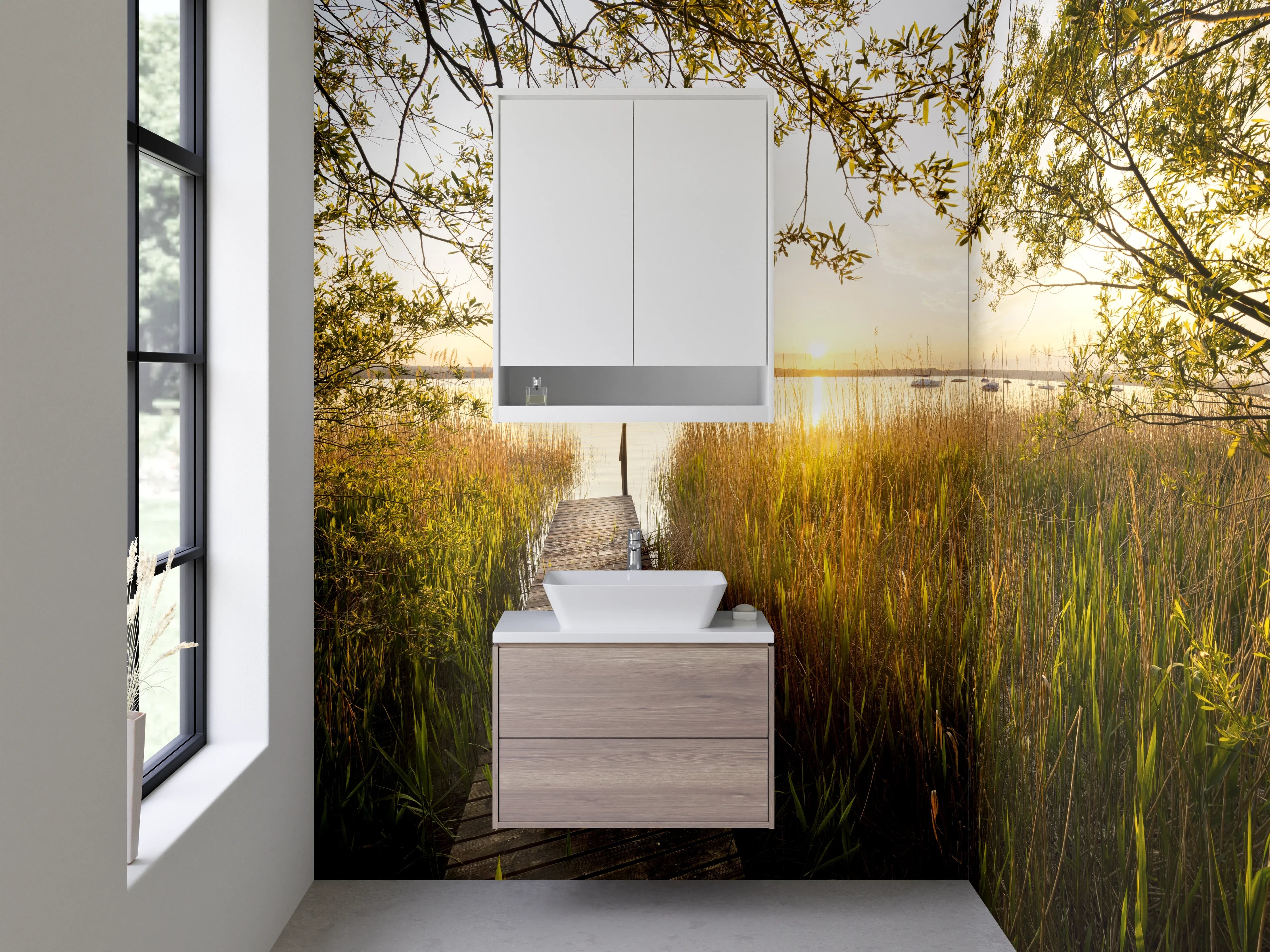 Waschbecken-Rückwand - Weiße Wasser-Ikone