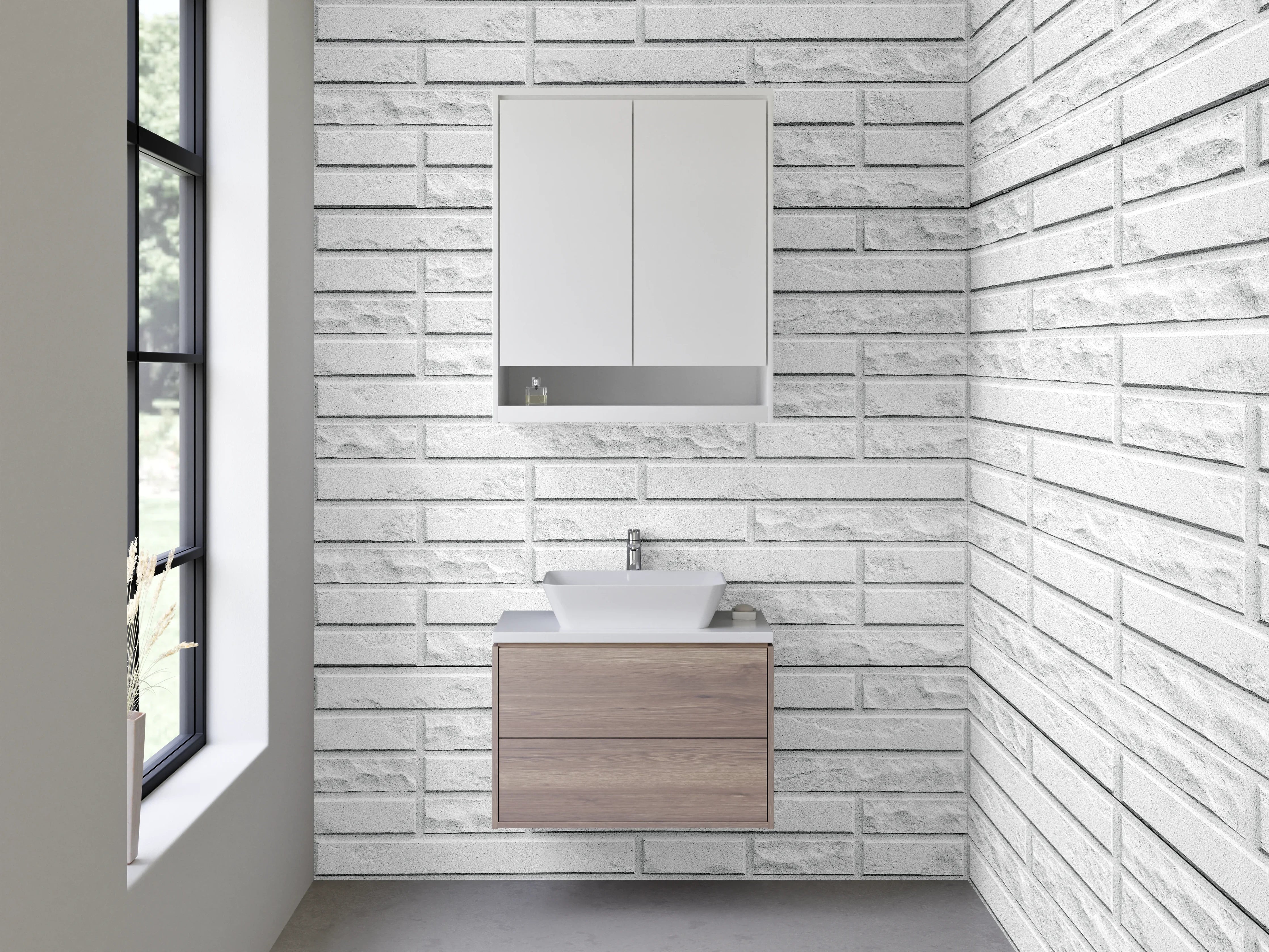 Waschbecken-Rückwand - Weiße Ziegelstein-Optik für moderne Akzente