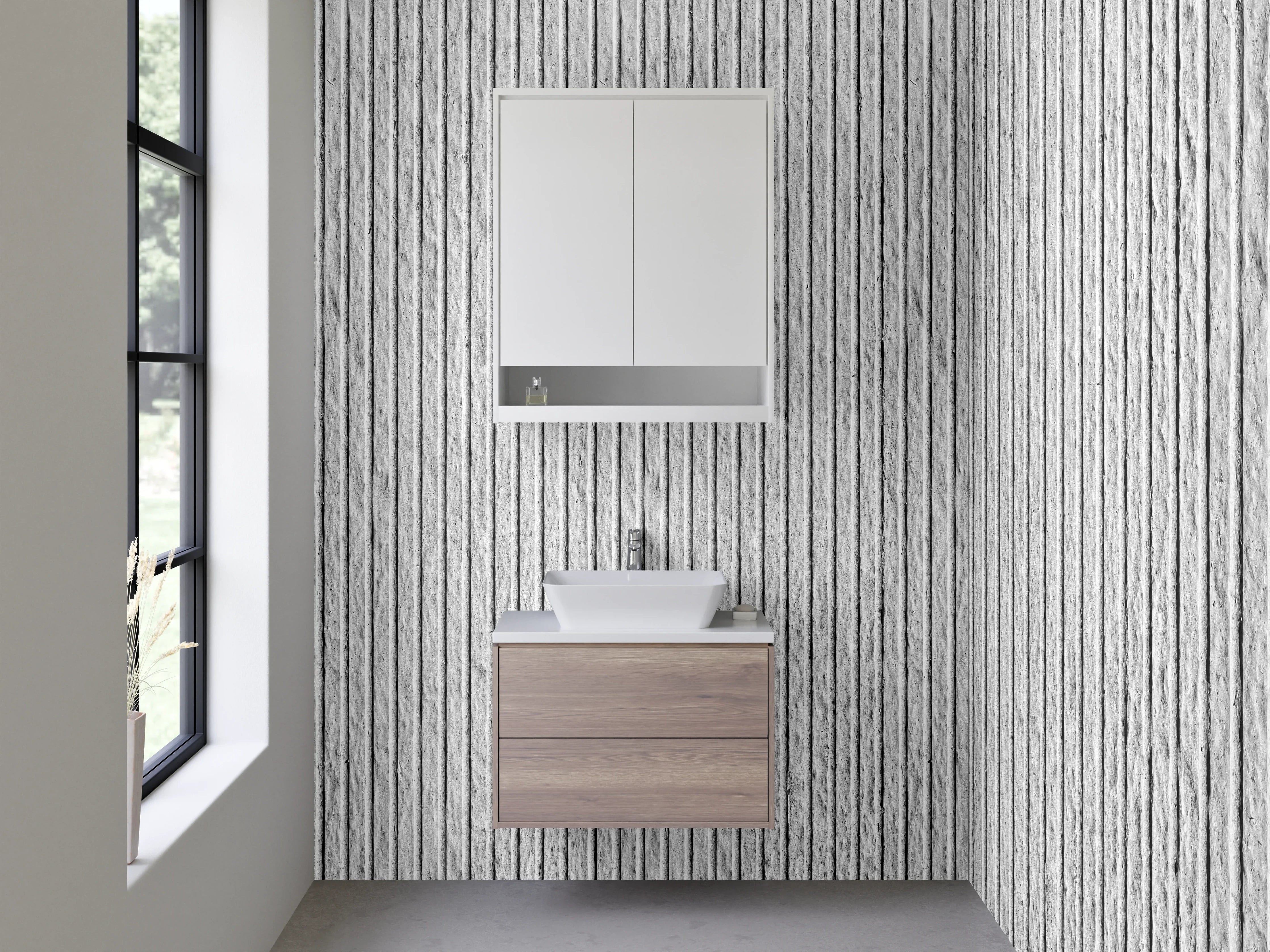 Waschbecken-Rückwand - Weiße moderne Streifen Muster Wand