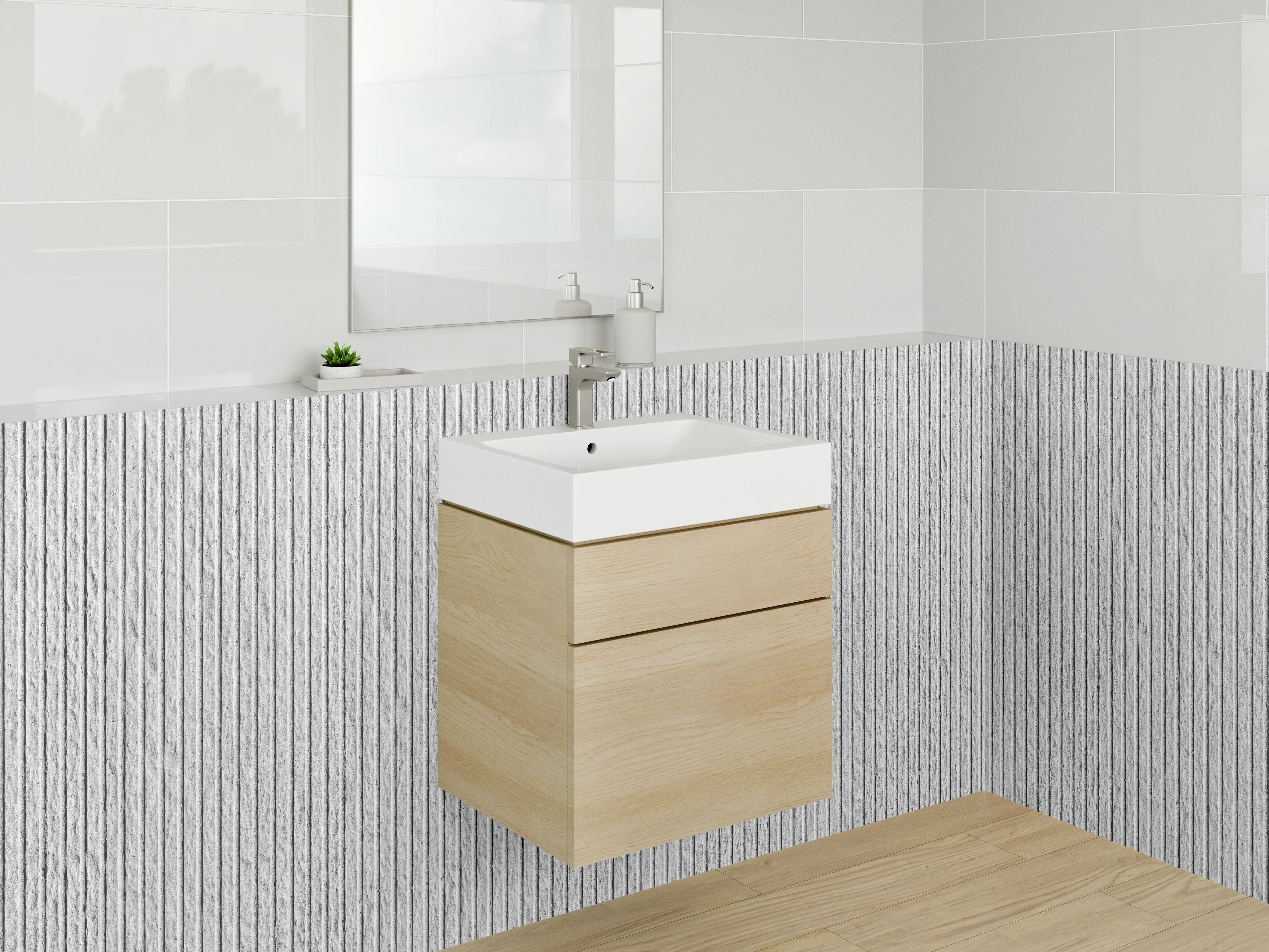 Waschbecken-Rückwand - Weiße moderne Streifen Muster Wand