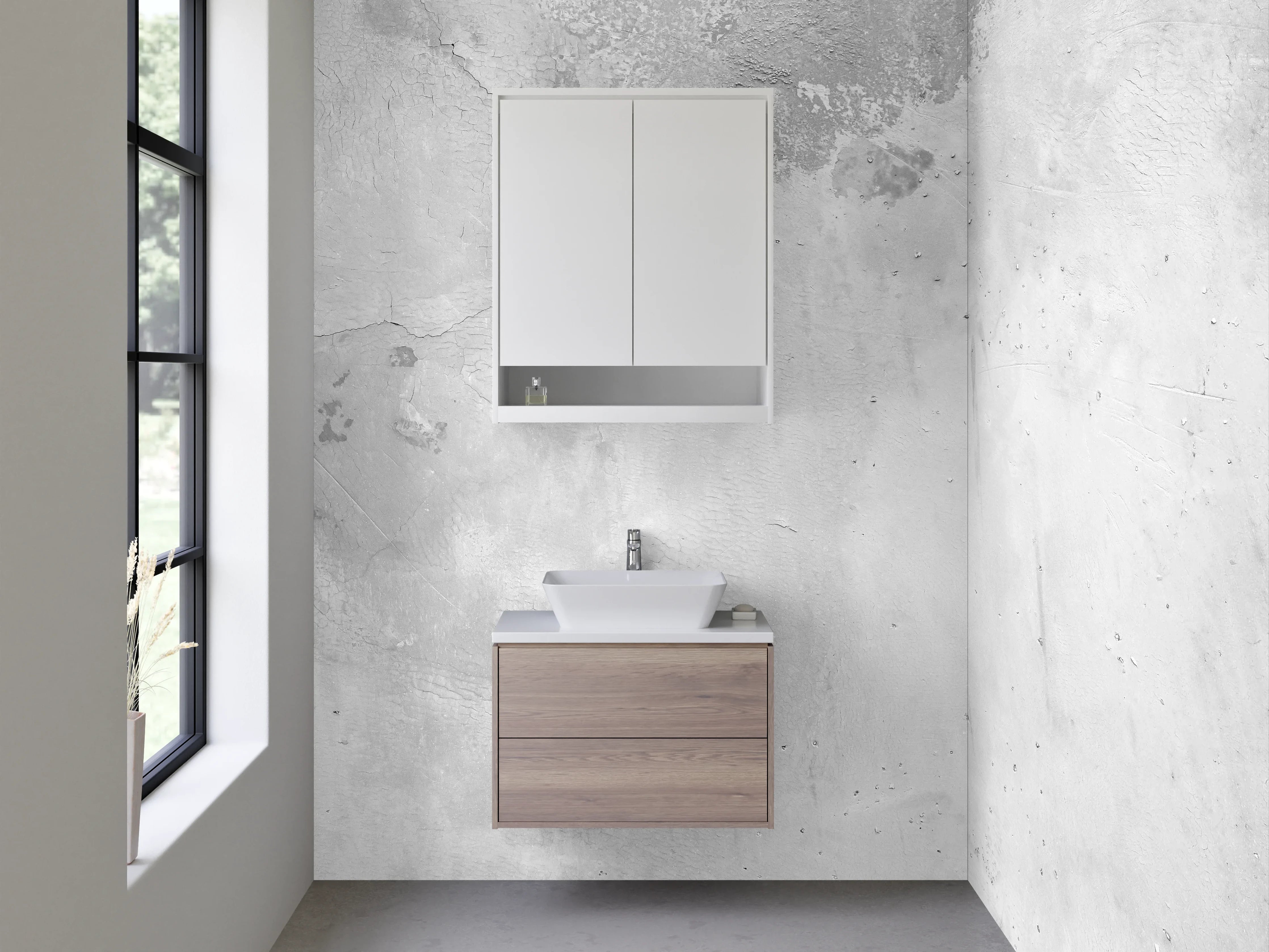 Waschbecken-Rückwand - Weißgraue Betonästhetik Minimal Chic
