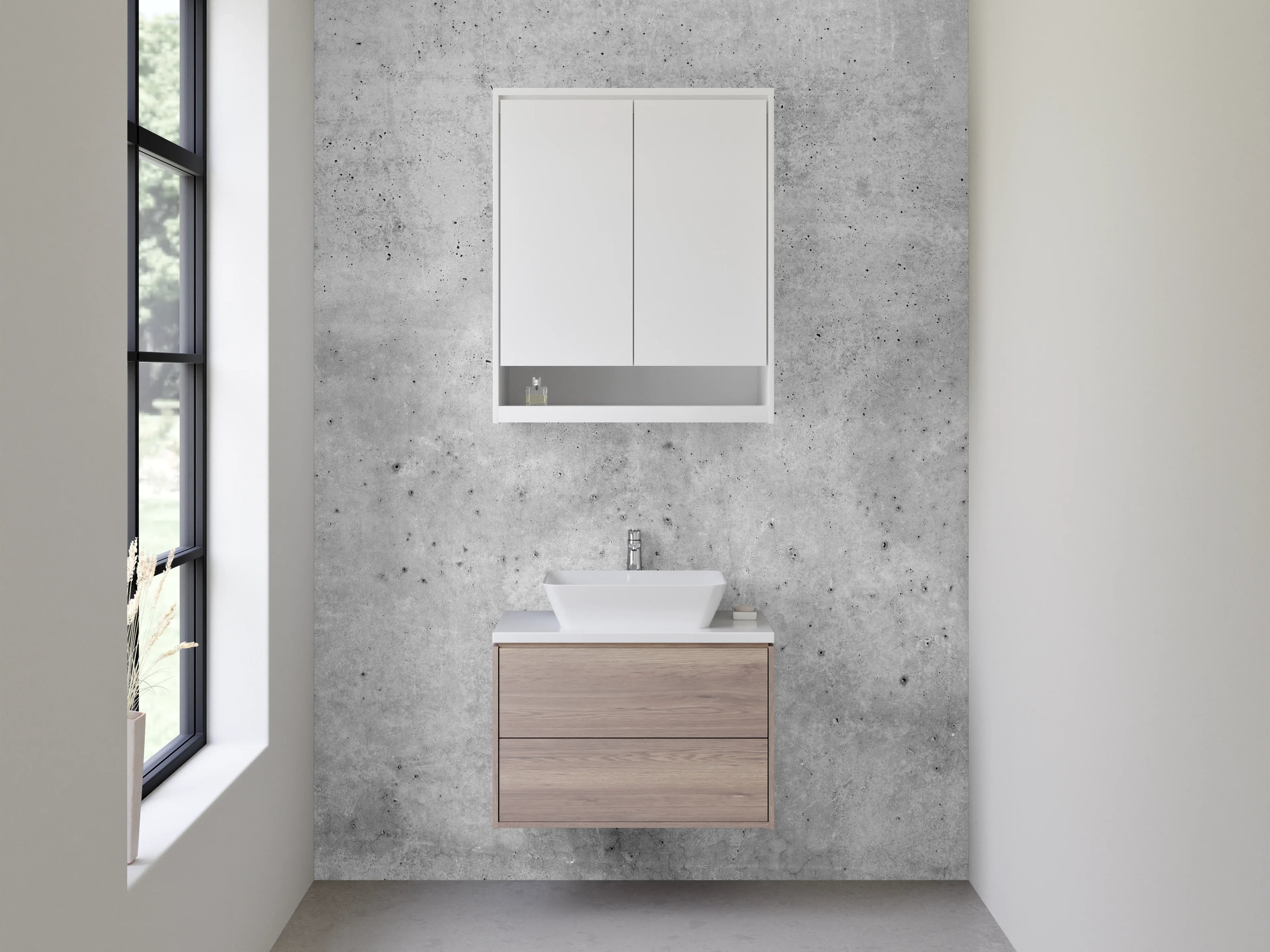 Waschbecken-Rückwand - Weißgraue Betonvisionen