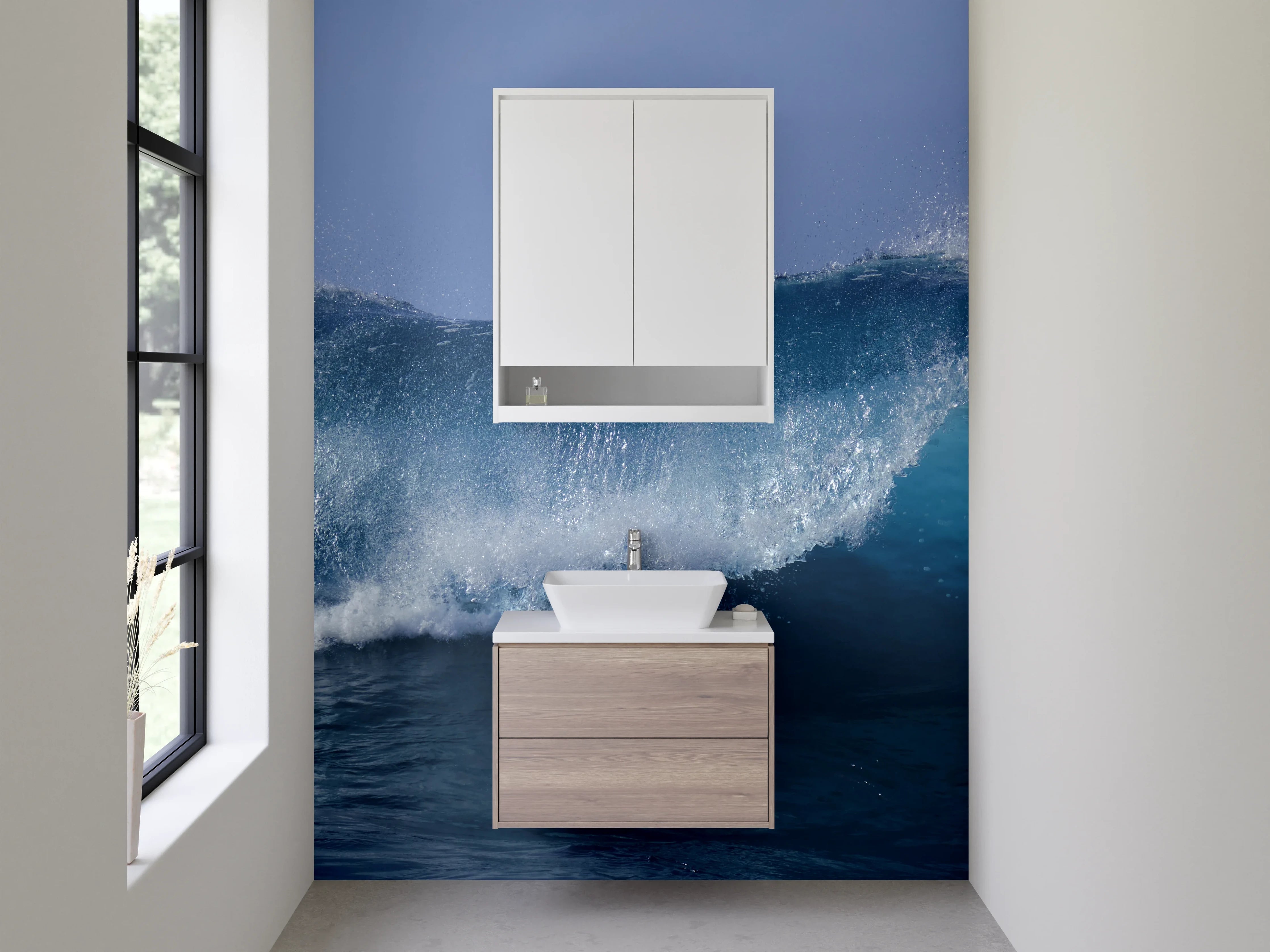 Waschbecken-Rückwand - Welle Ozean Blau Fotomotiv