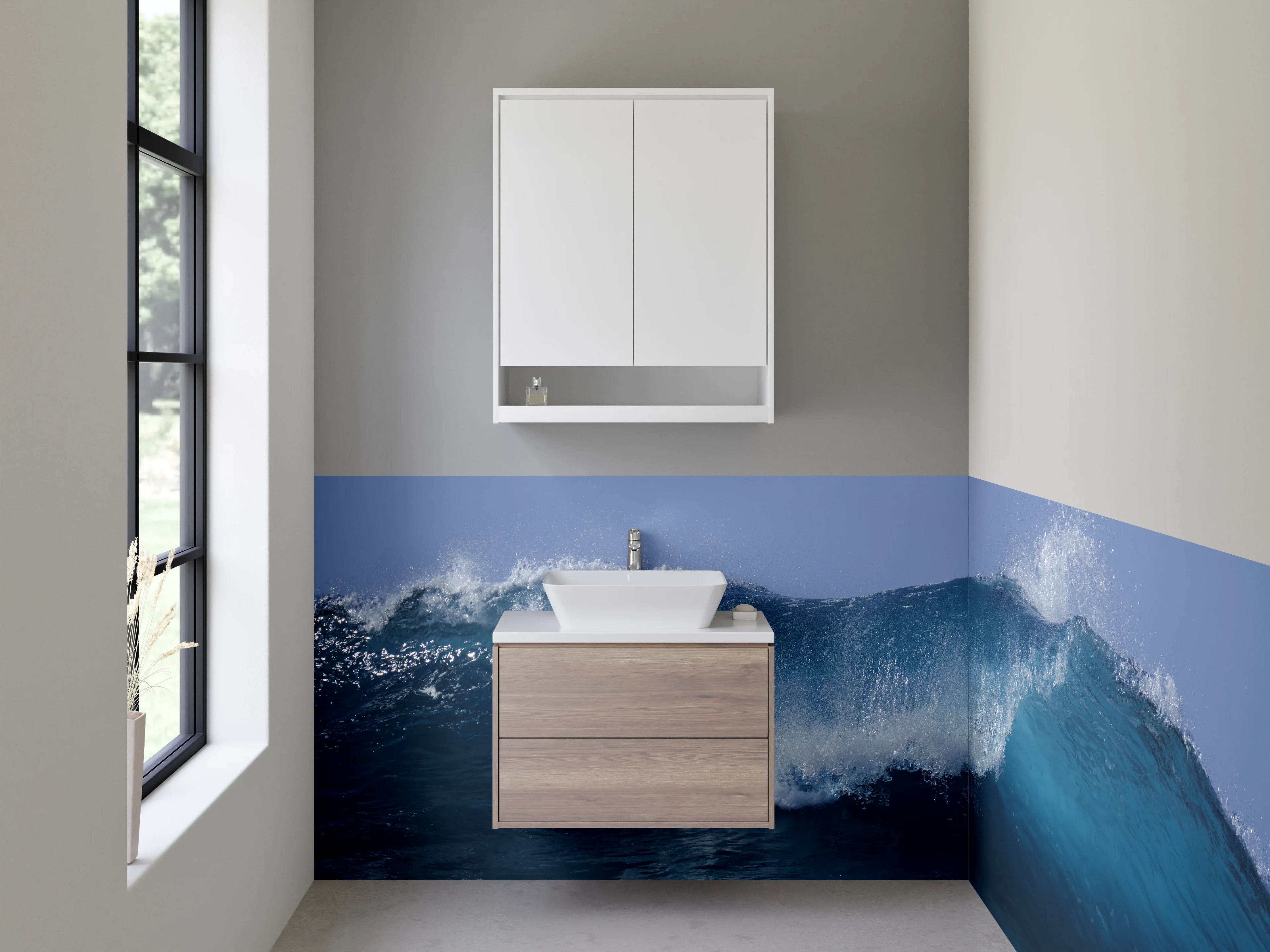 Waschbecken-Rückwand - Welle Ozean Blau Fotomotiv