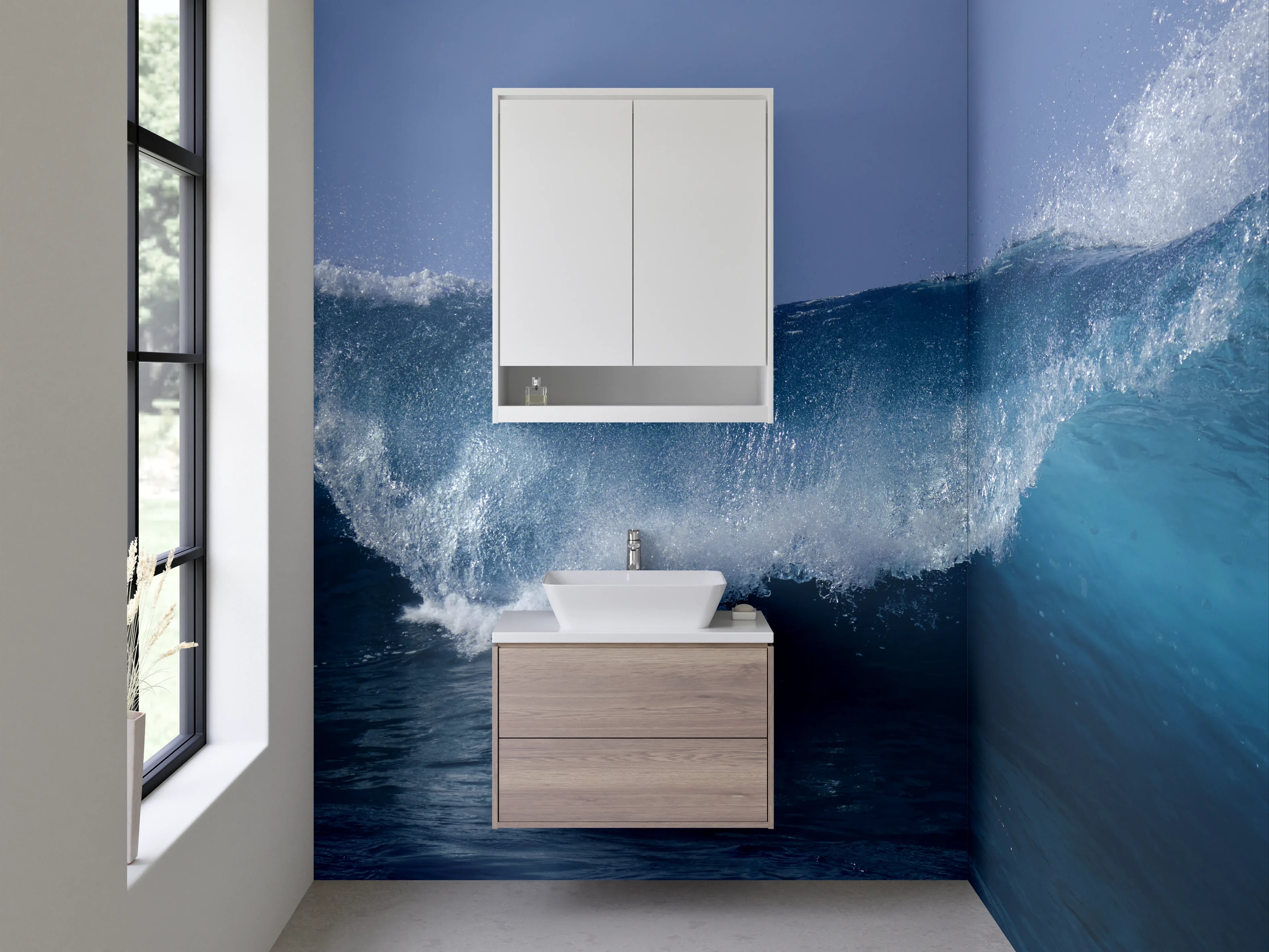 Waschbecken-Rückwand - Welle Ozean Blau Fotomotiv