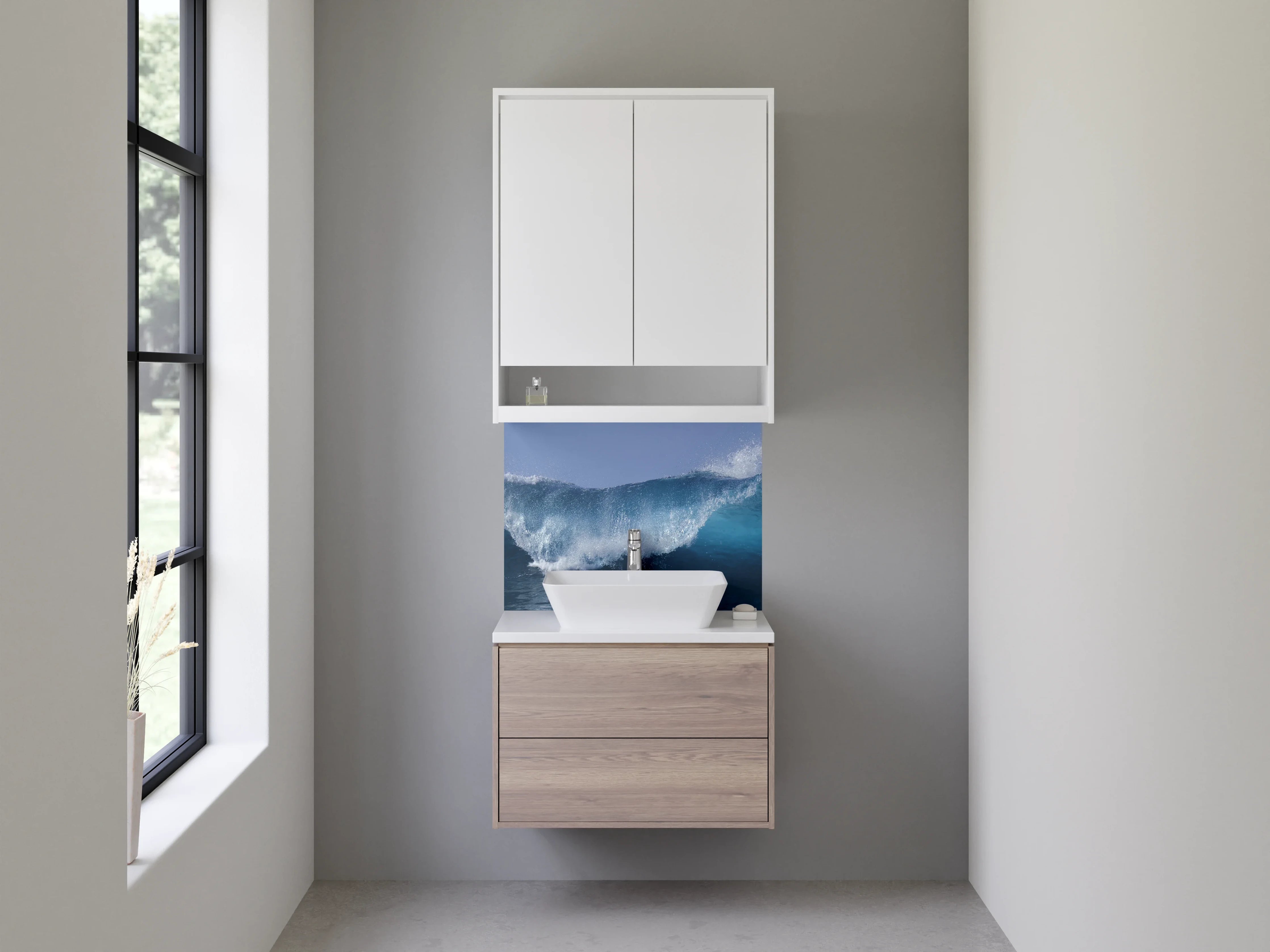 Waschbecken-Rückwand - Welle Ozean Blau Fotomotiv