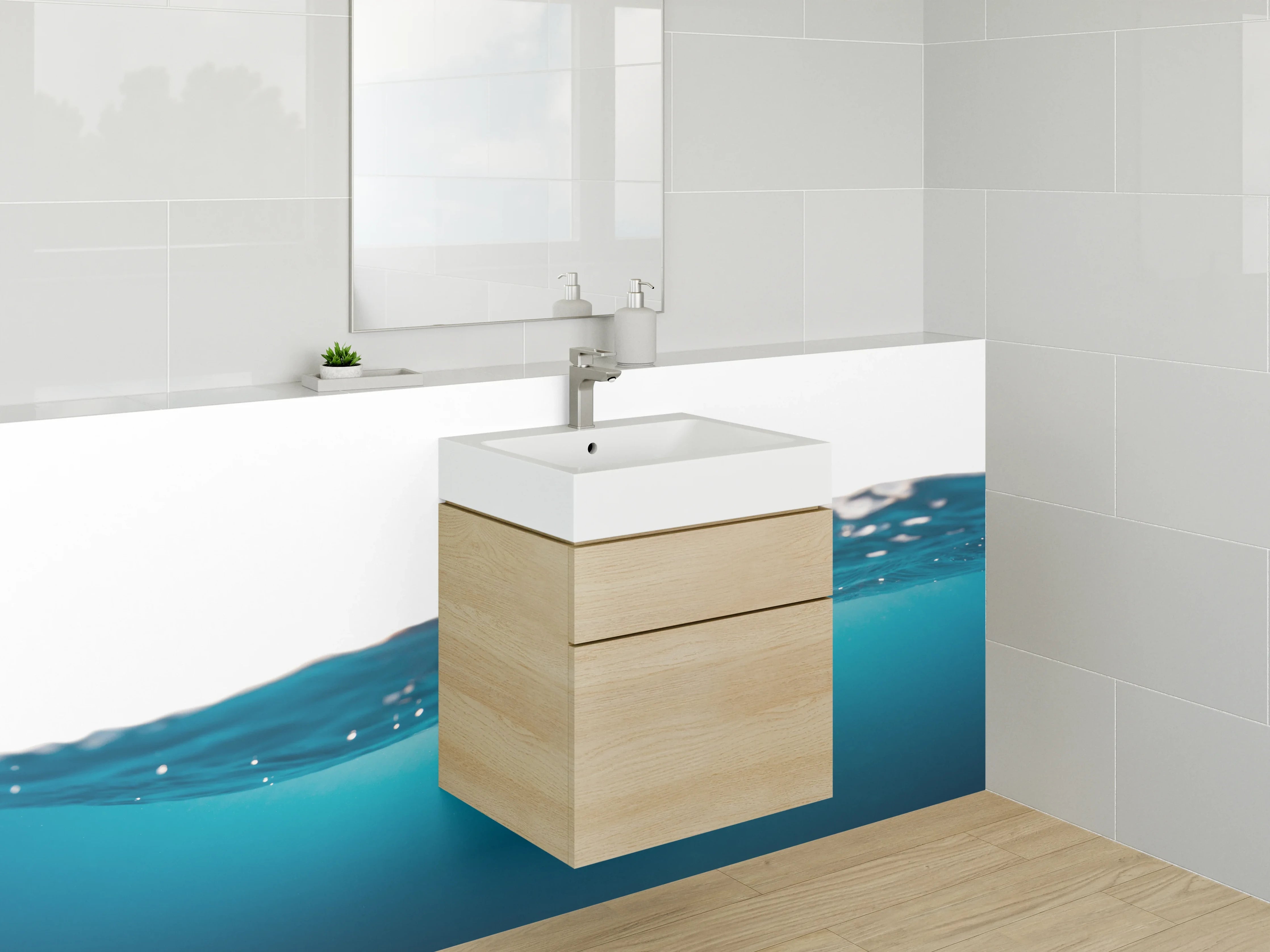 Waschbecken-Rückwand - Wellenblaues Wasser Meer Fotomotiv