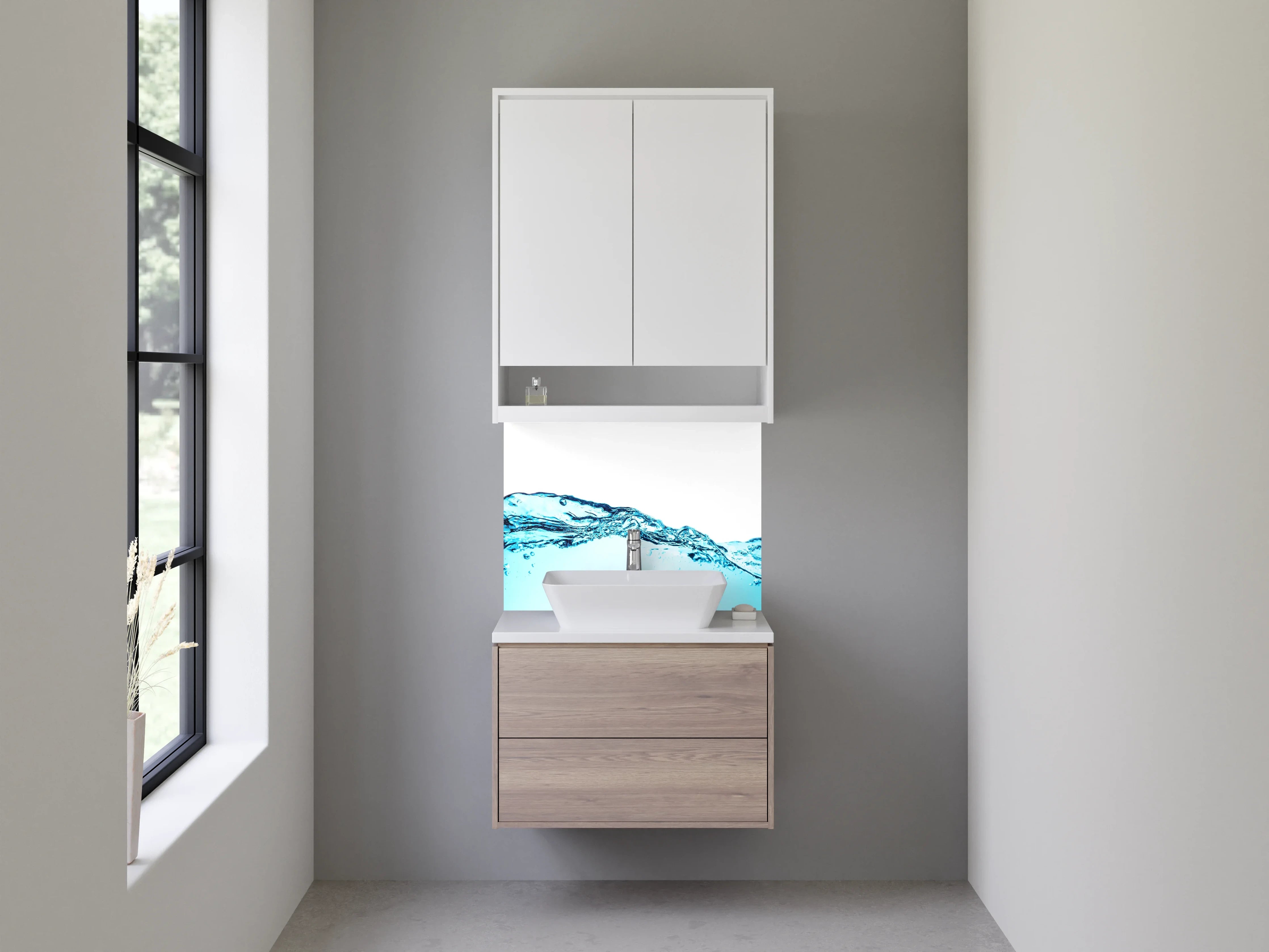 Waschbecken-Rückwand - Wellenförmiges Wasser – Frisches Design