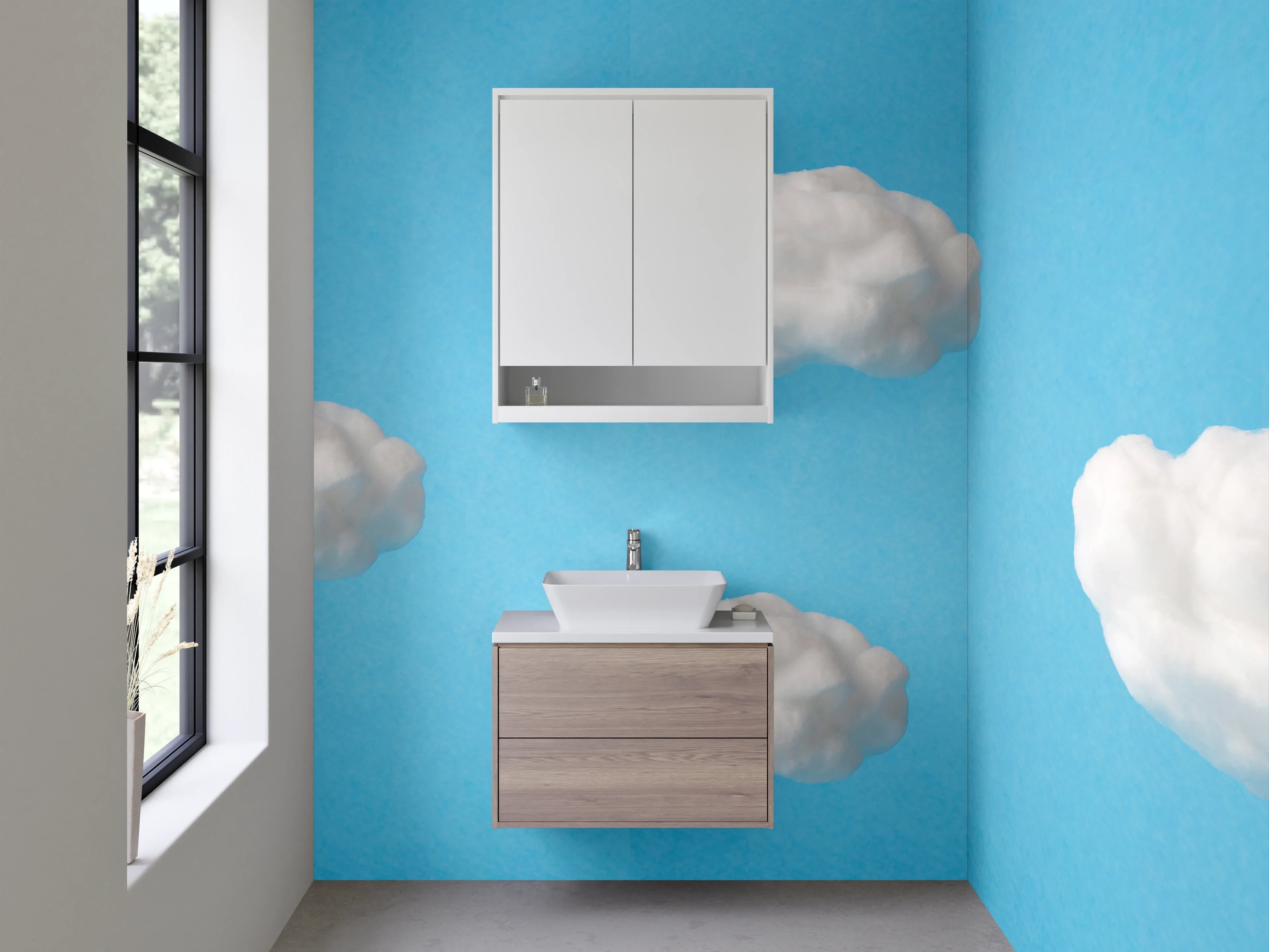 Waschbecken-Rückwand - Wolken Himmel Blau Modern