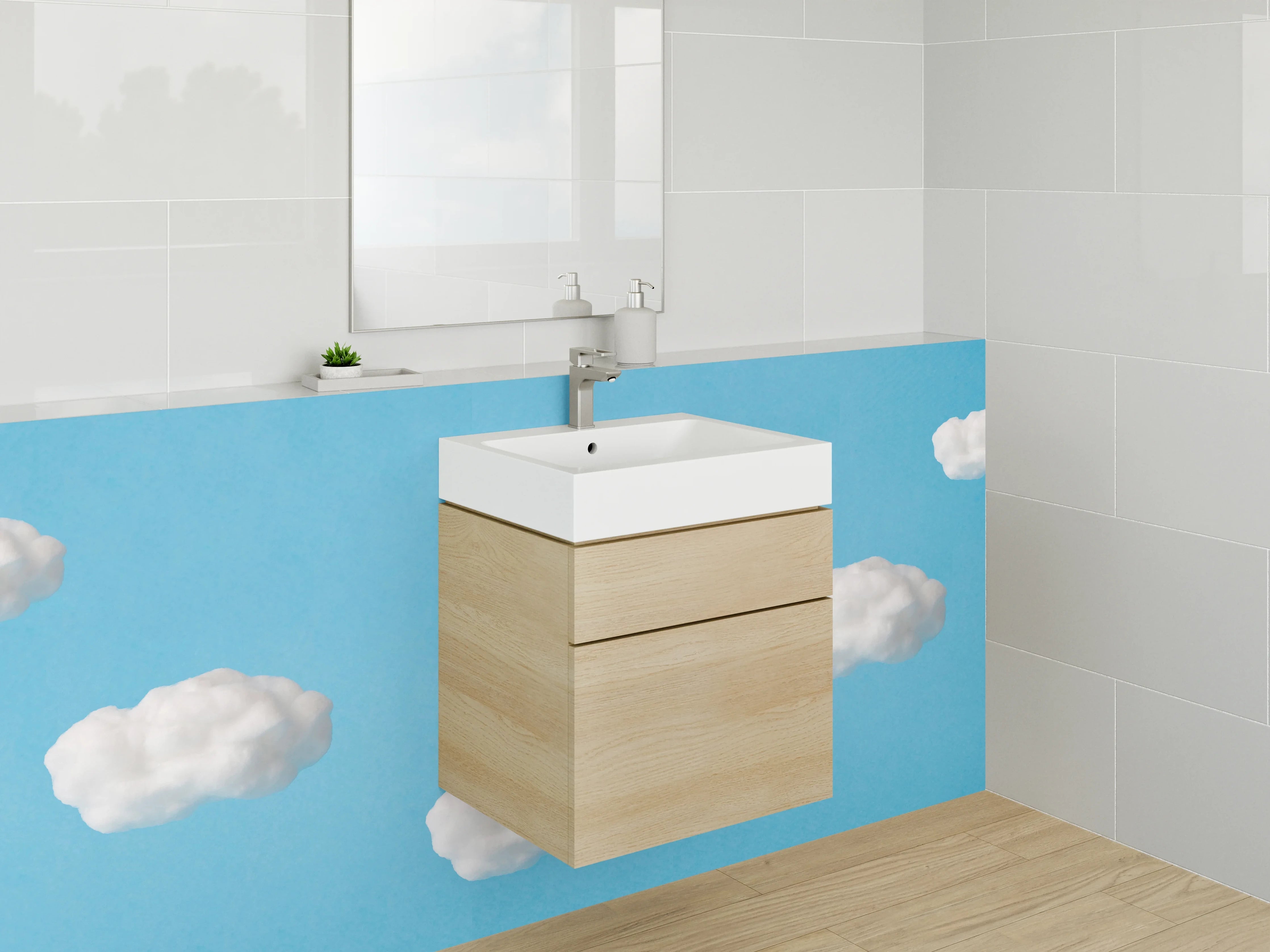 Waschbecken-Rückwand - Wolken Himmel Blau Modern