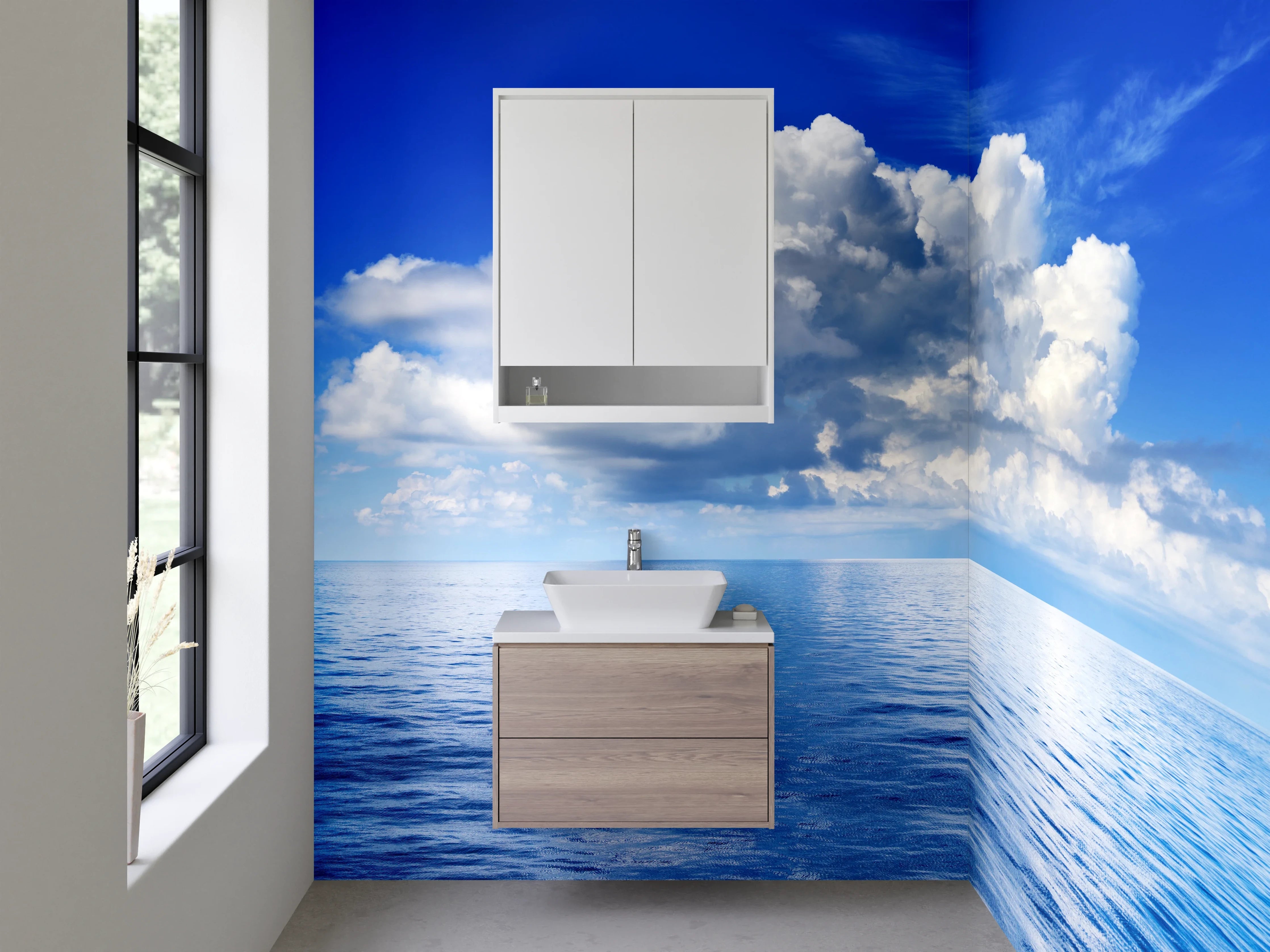 Waschbecken-Rückwand - Wolken über ruhigem Ozean