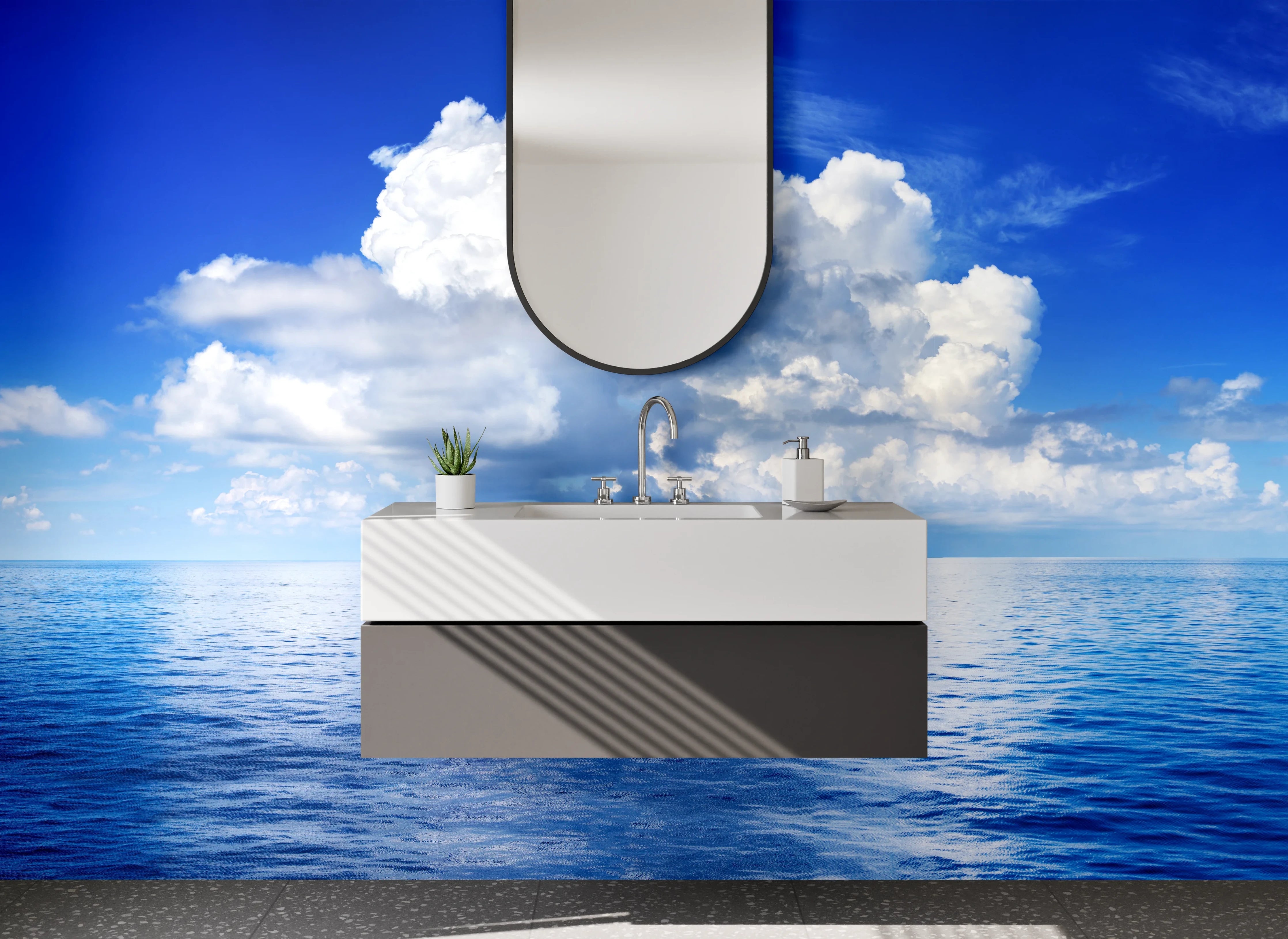 Waschbecken-Rückwand - Wolken über ruhigem Ozean