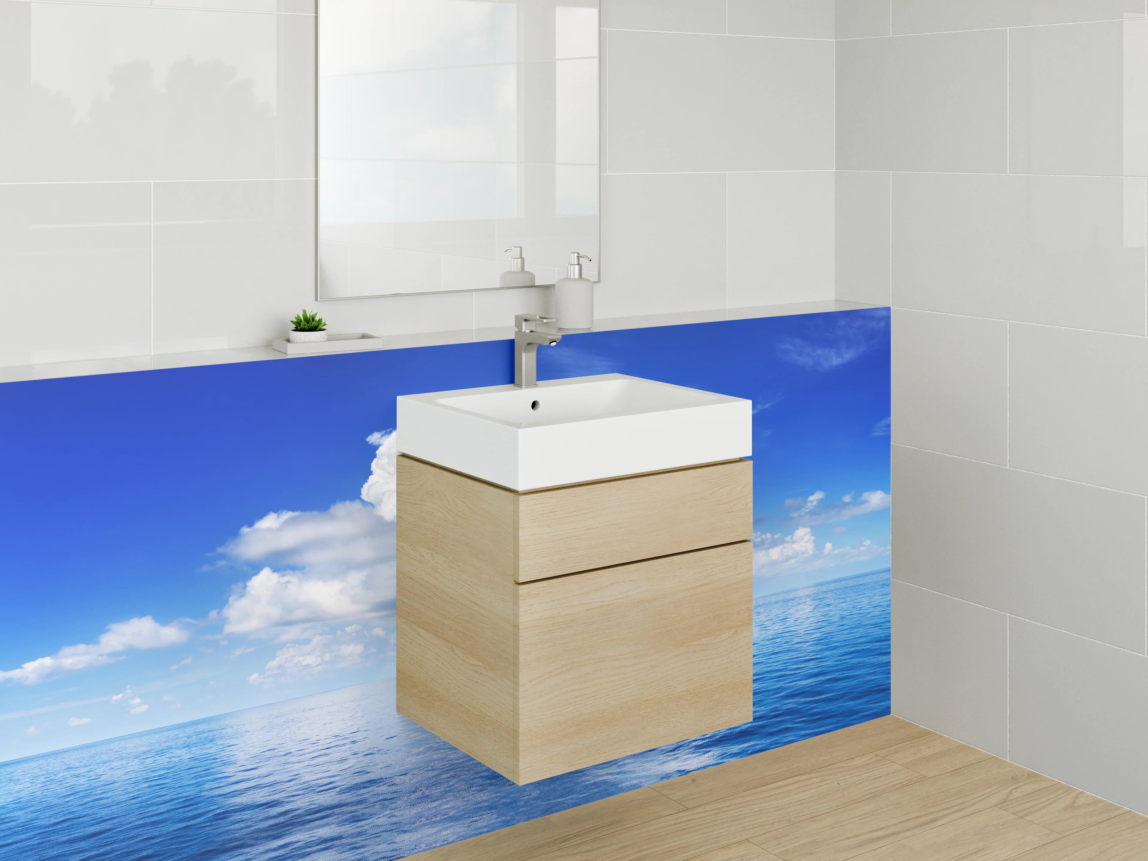 Waschbecken-Rückwand - Wolken über ruhigem Ozean