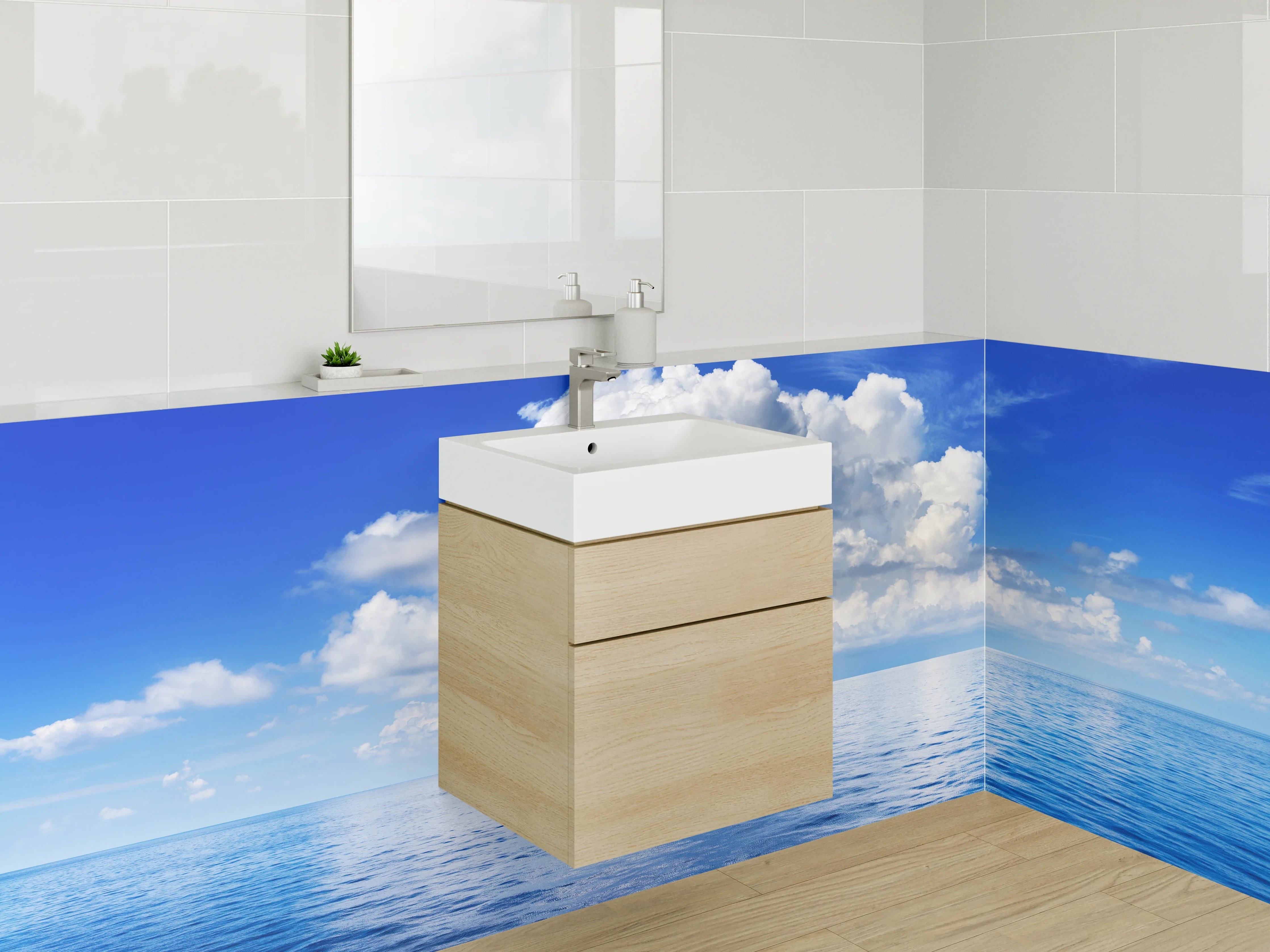 Waschbecken-Rückwand - Wolken über ruhigem Ozean