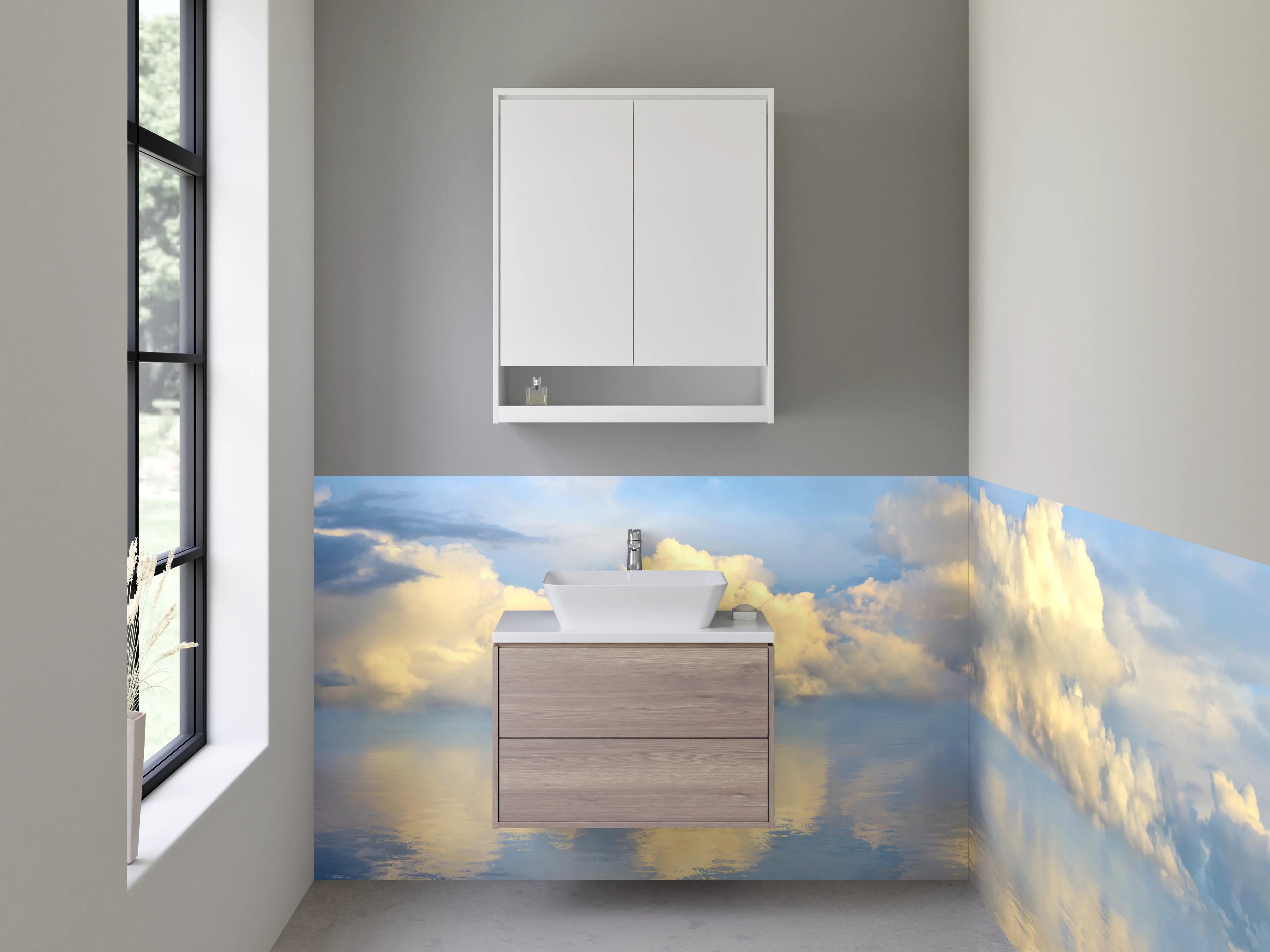 Waschbecken-Rückwand - Wolkenmeer – Himmel und Wasser